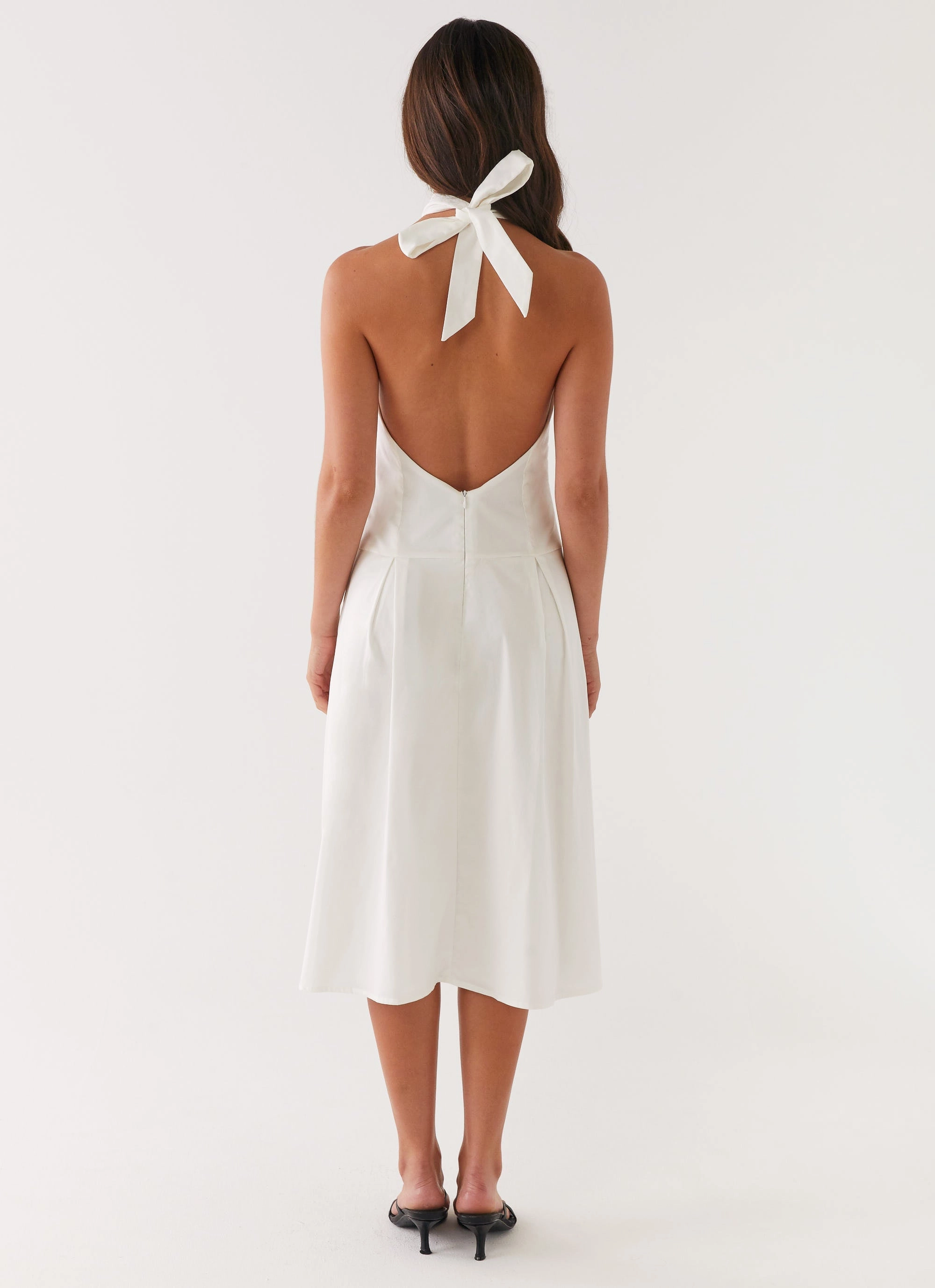Shade Soft Calla Halter Midi Dress - White