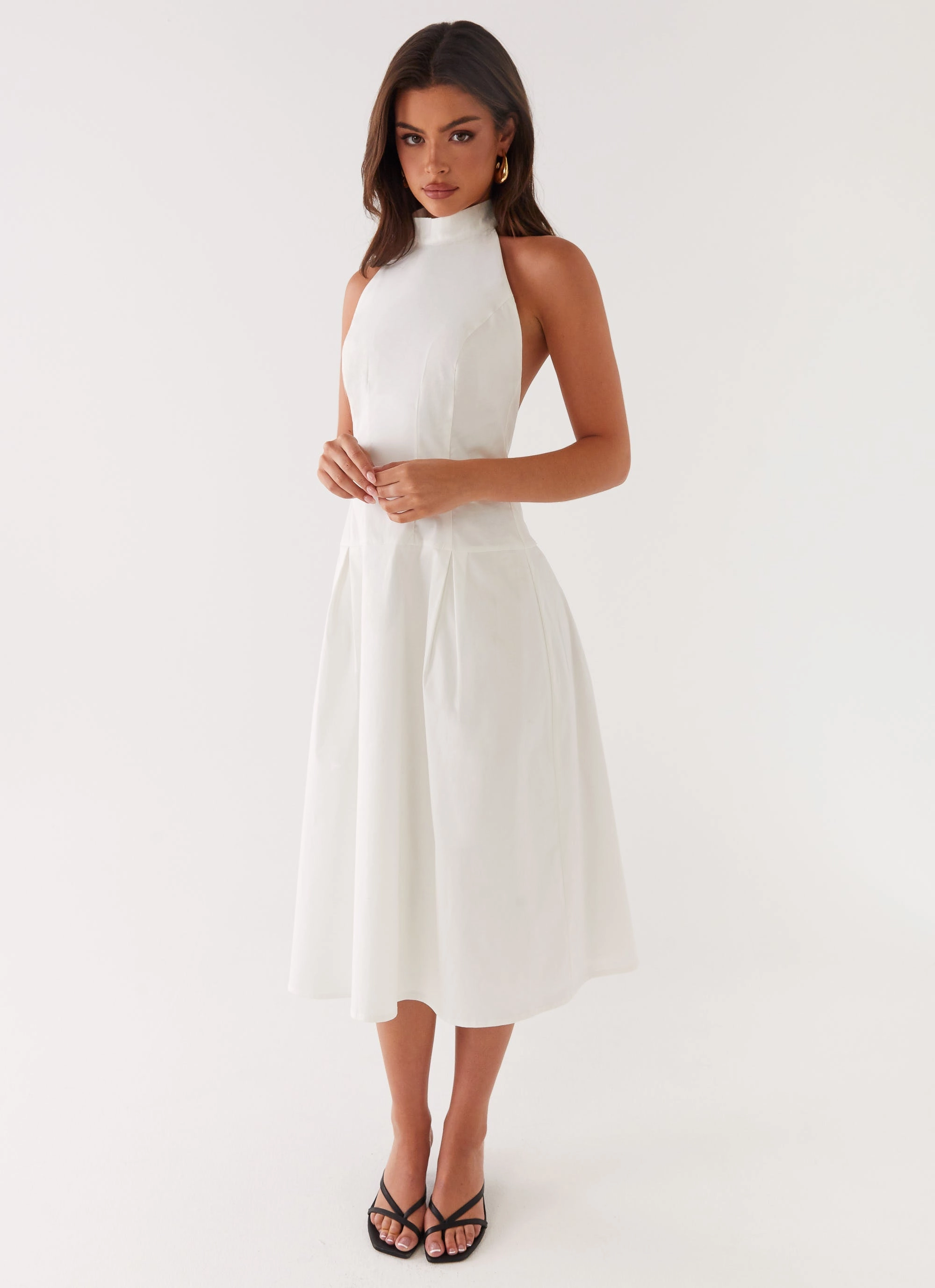 Calla Halter Midi Dress - White Practical-Style Dreamy Presence