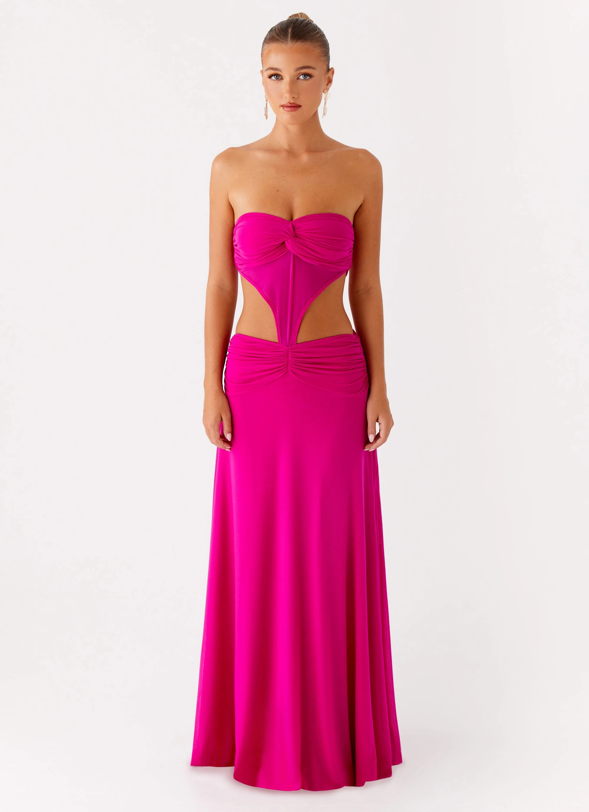 Satin Layers Carlene Maxi Dress - Fuchsia