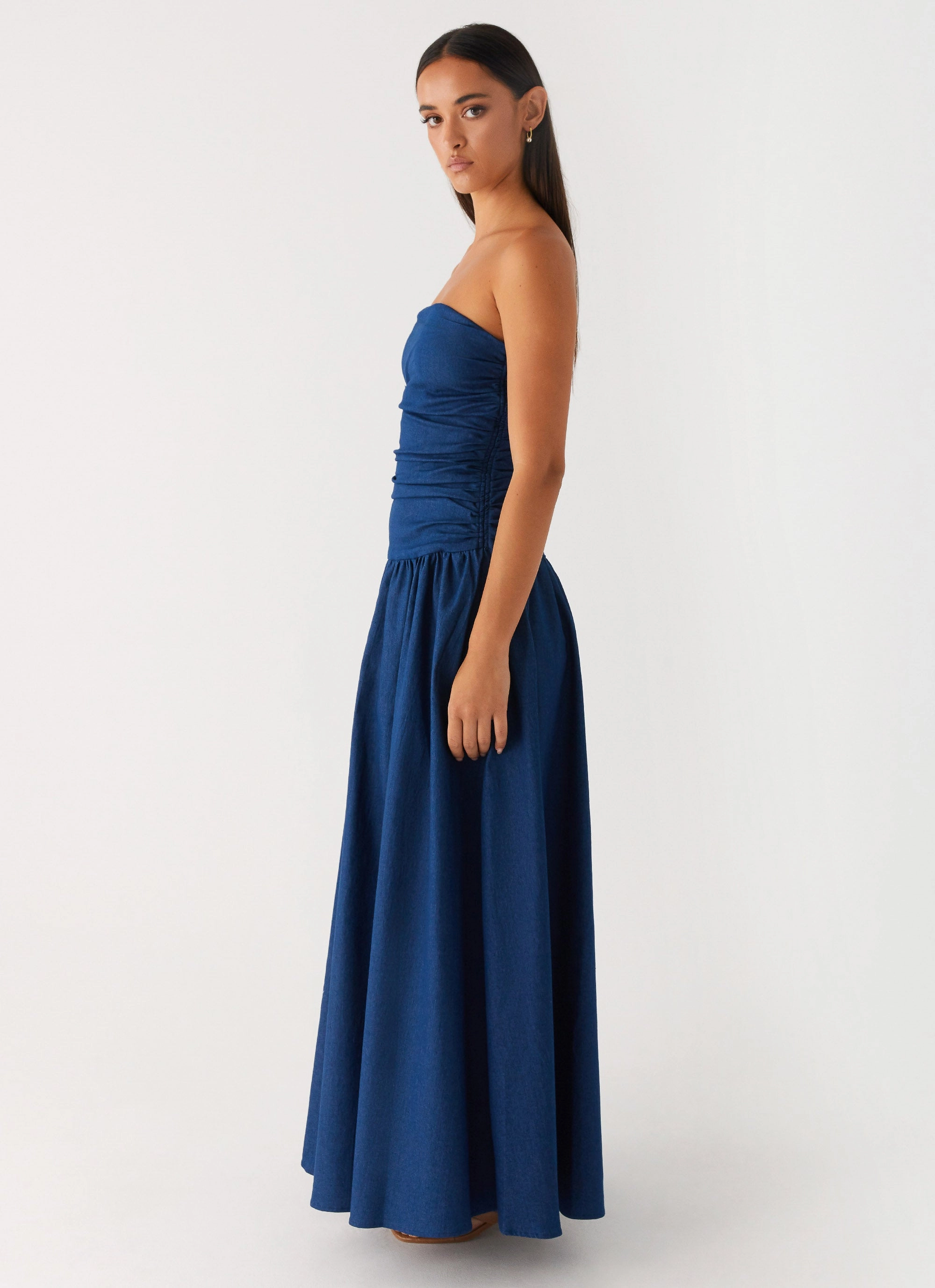 Carmel Denim Maxi Dress - Indigo Trendy Vibe