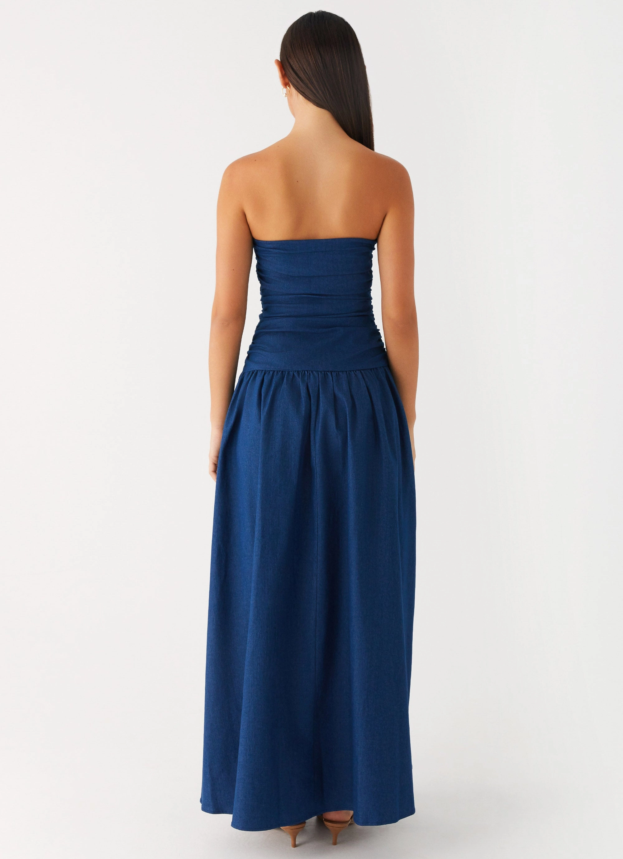 Mood Focused Carmel Denim Maxi Dress - Indigo