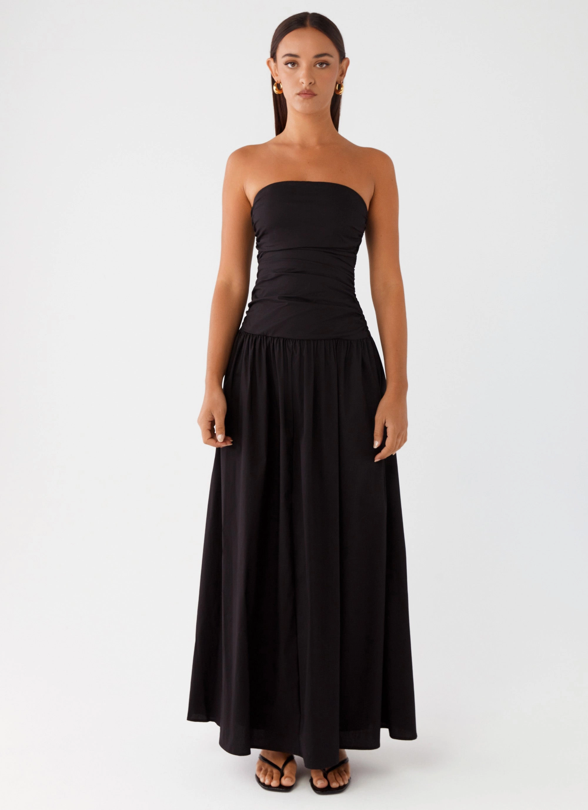 Winter Classic Evening Tone Carmel Maxi Dress - Black