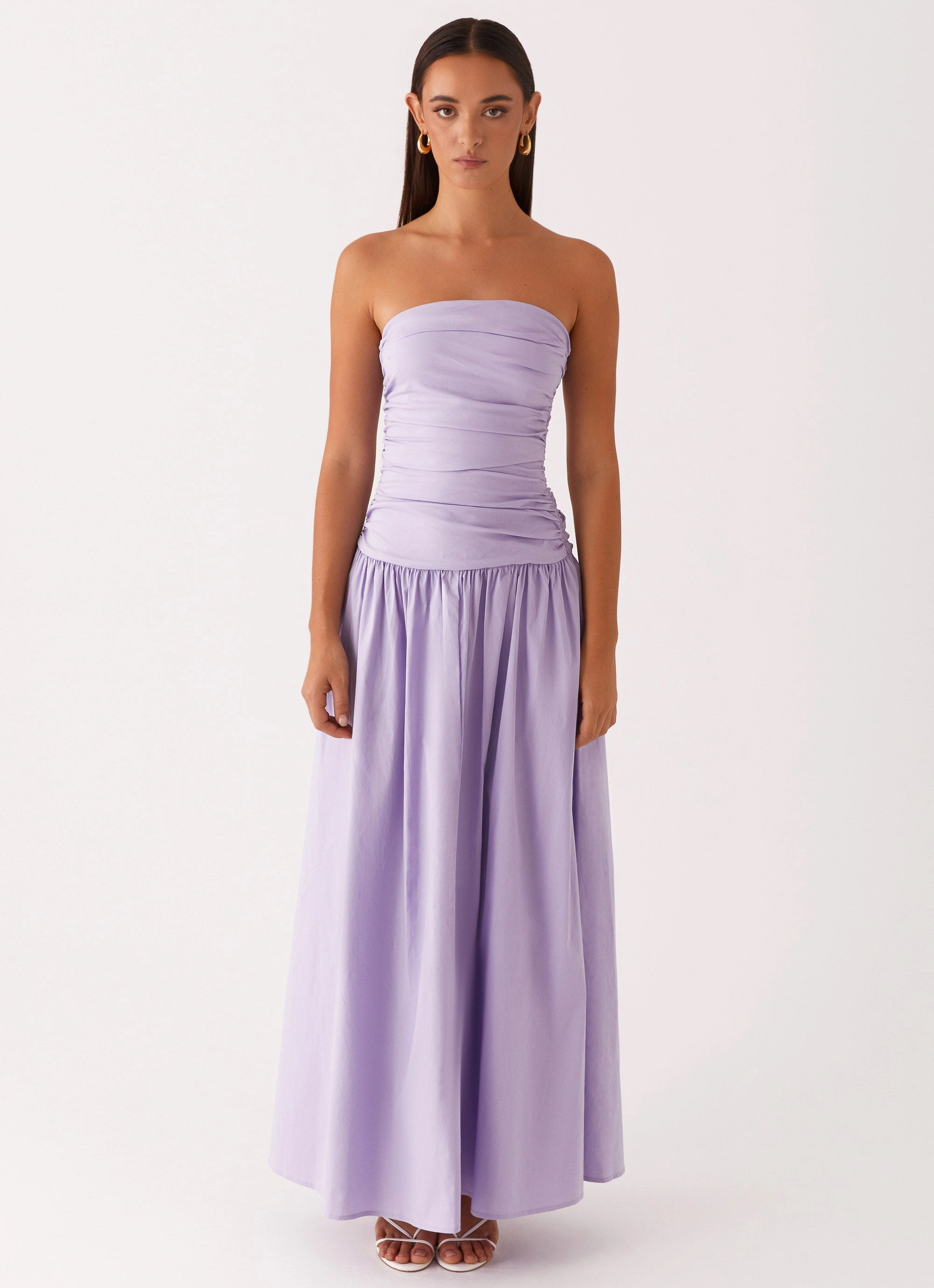 Carmel Maxi Dress - Lavender Smooth Texture Satin-Finish
