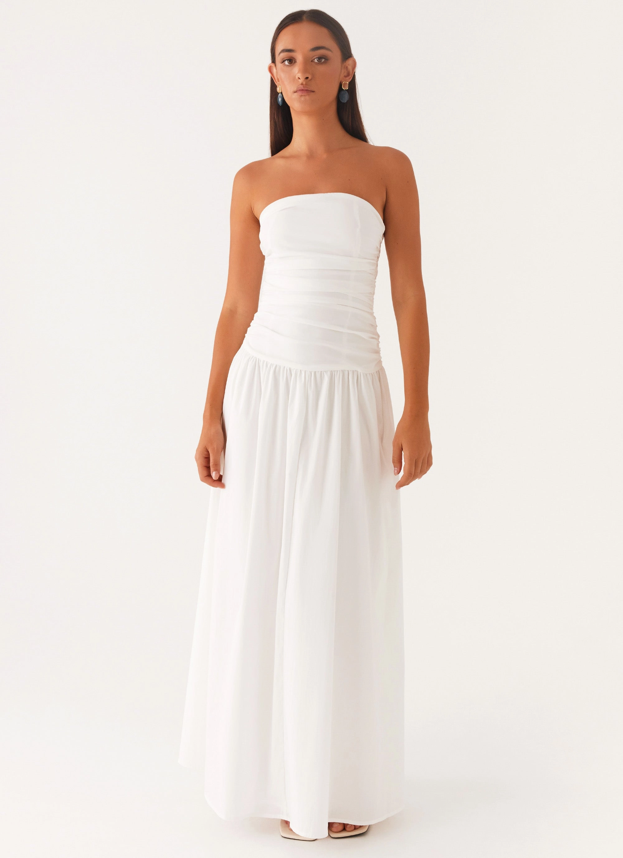 Quick Glam Evening-Wear Carmel Maxi Dress - White
