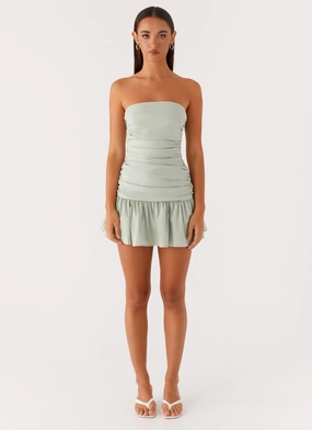 Minimal Harmony Classic Wear Carmel Mini Dress - Sage