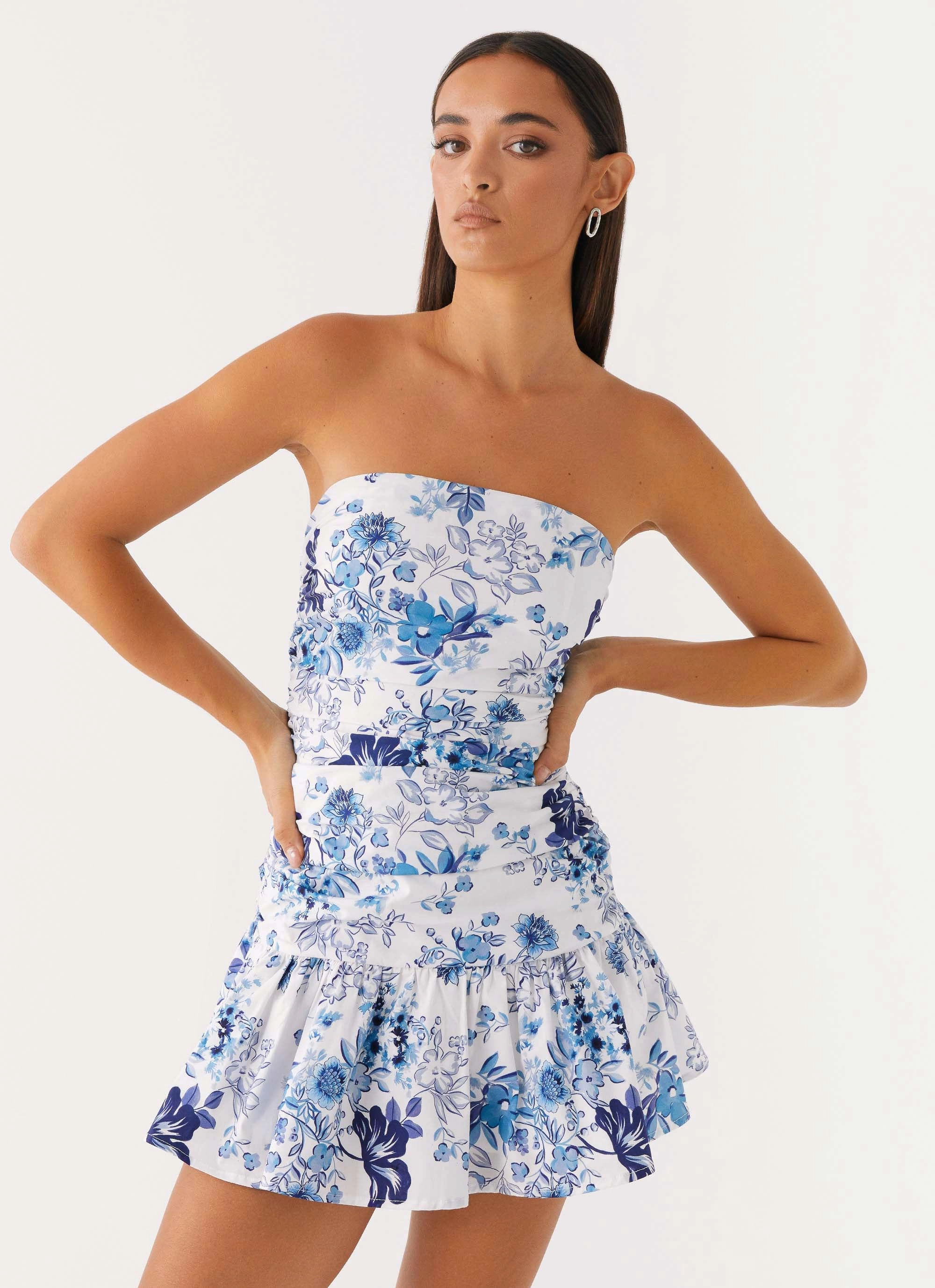 Carmel Mini Dress - Serene Sky Floral Versatile occasion dress