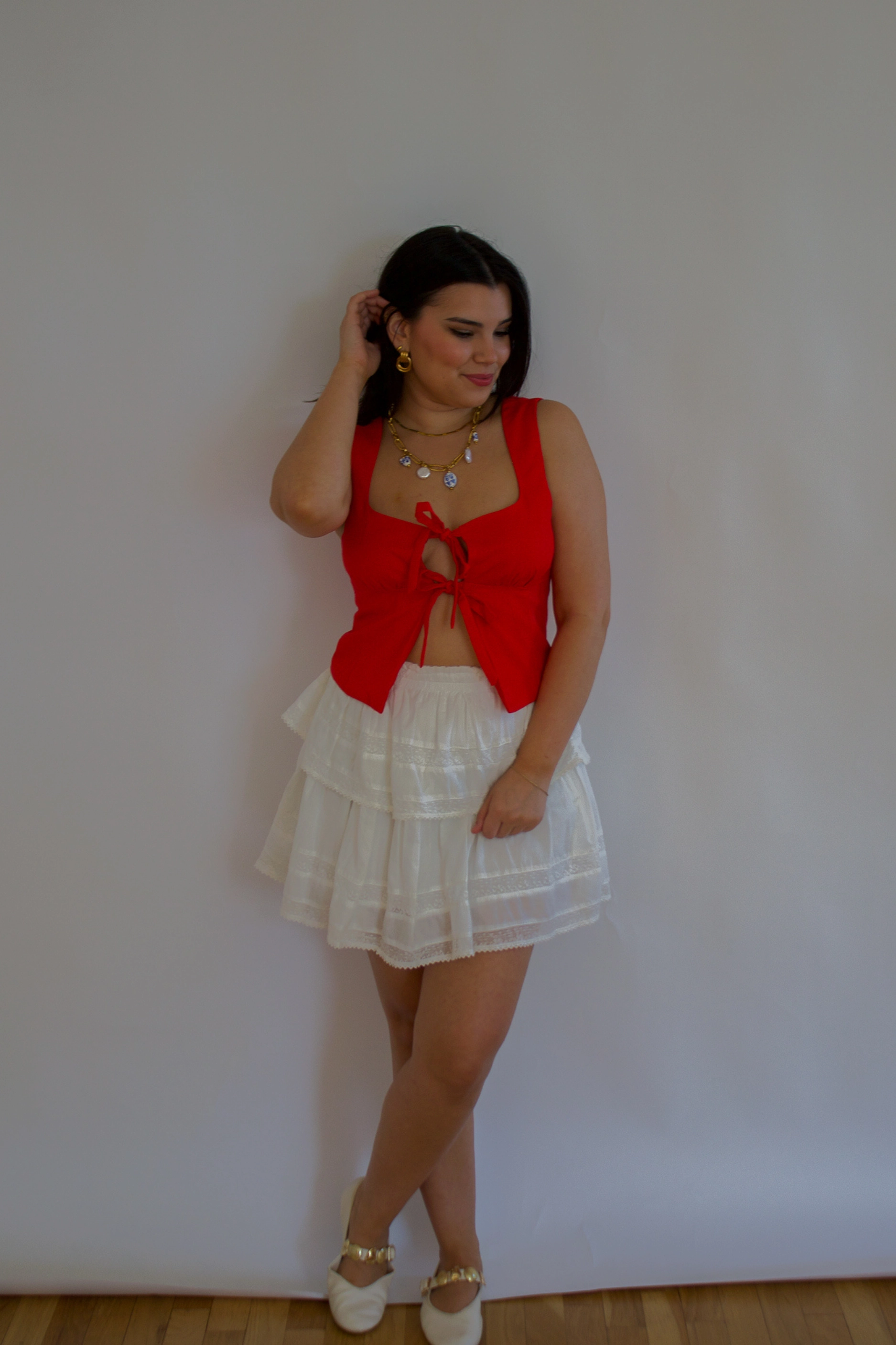 Carolina Top - Cherry Stretch Knit Fabric RollUpCuff