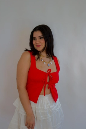 Carolina Top - Cherry AntiPillingTreatment