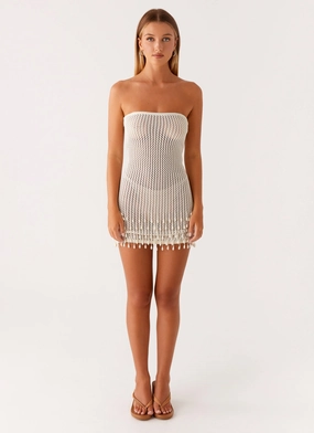 Carpe Diem Crochet Mini Dress - Ivory Cozy Balance