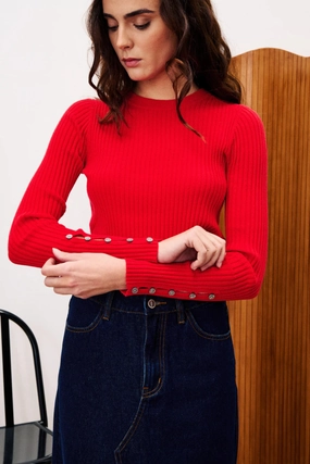 Layering Style Fine Gauge FRNCH Amaryllis Top - Red