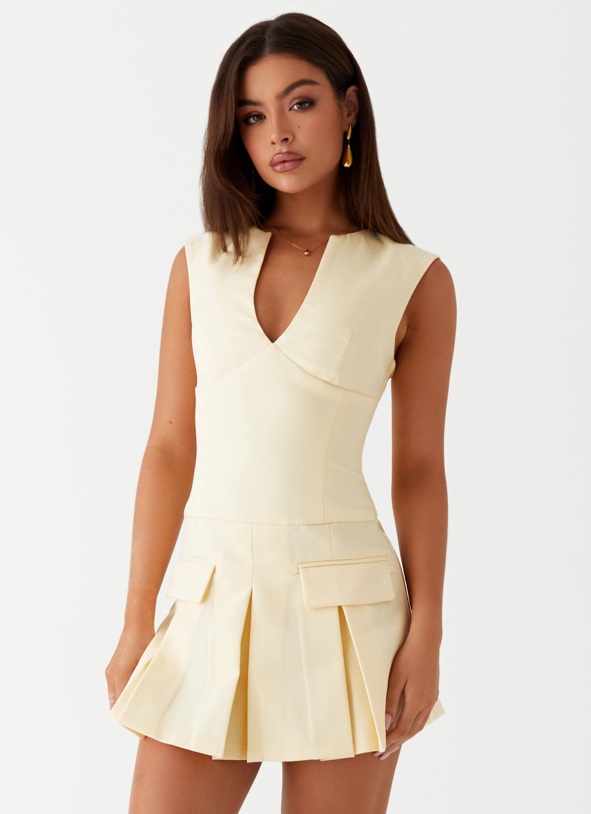 Refined Cut Cassia Mini Dress - Yellow
