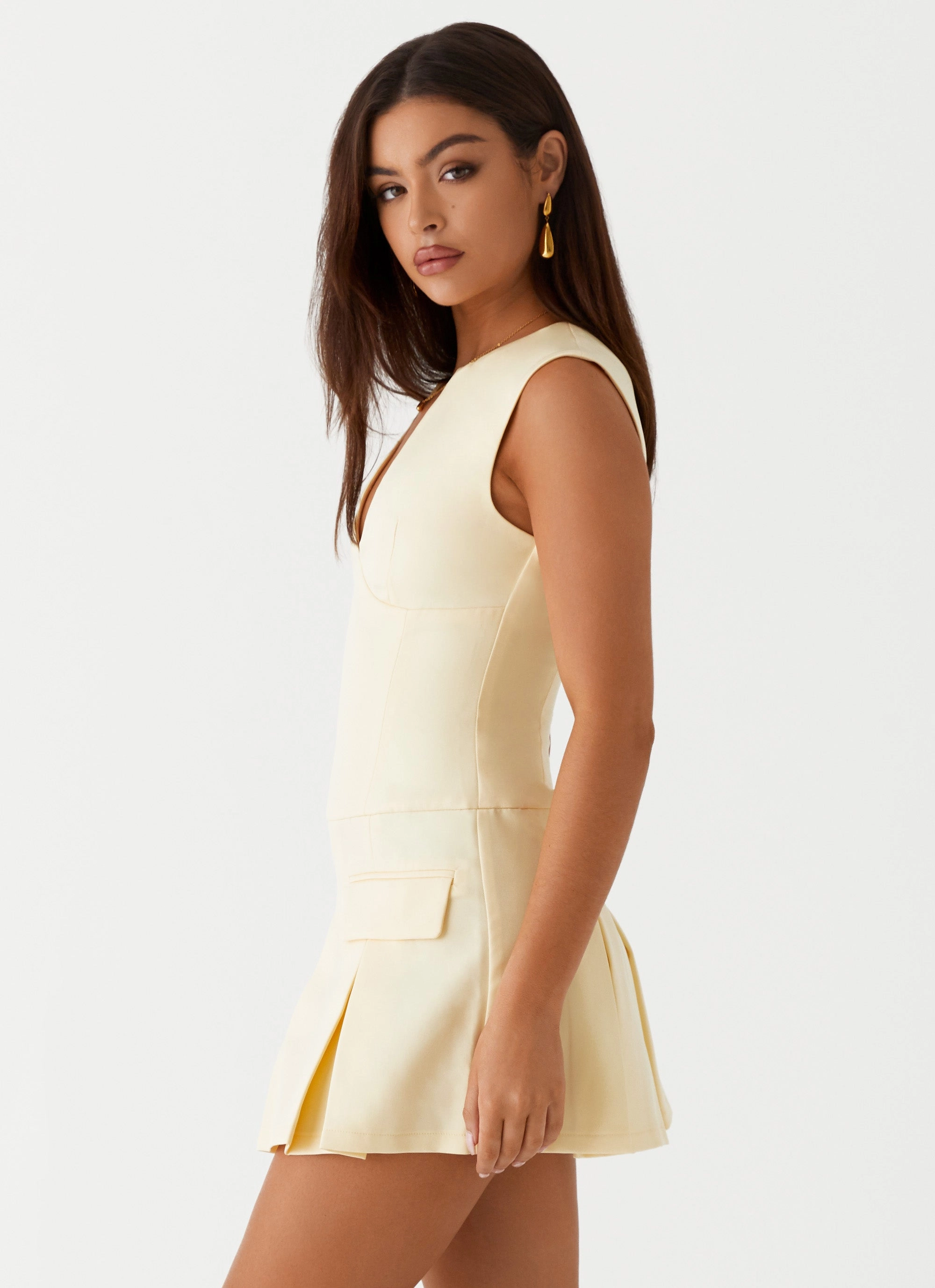 Sleek Silhouette Cassia Mini Dress - Yellow