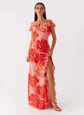 Cassiday Maxi Dress - Sicily Sunsets Print Refined Style