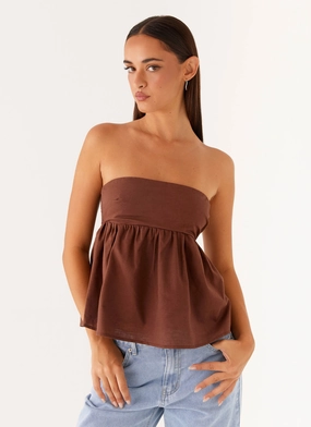 Anti Bacterial Layer DurableDoubleLayeredHem Cassie Tube Top - Chocolate