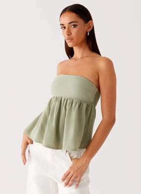 Variable Tension Adjustment SublimatedPrint Cassie Tube Top - Sage
