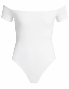 L'AGENCE Adana Off Shoulder Bodysuit Bootcut shape Snag Proof Fabric