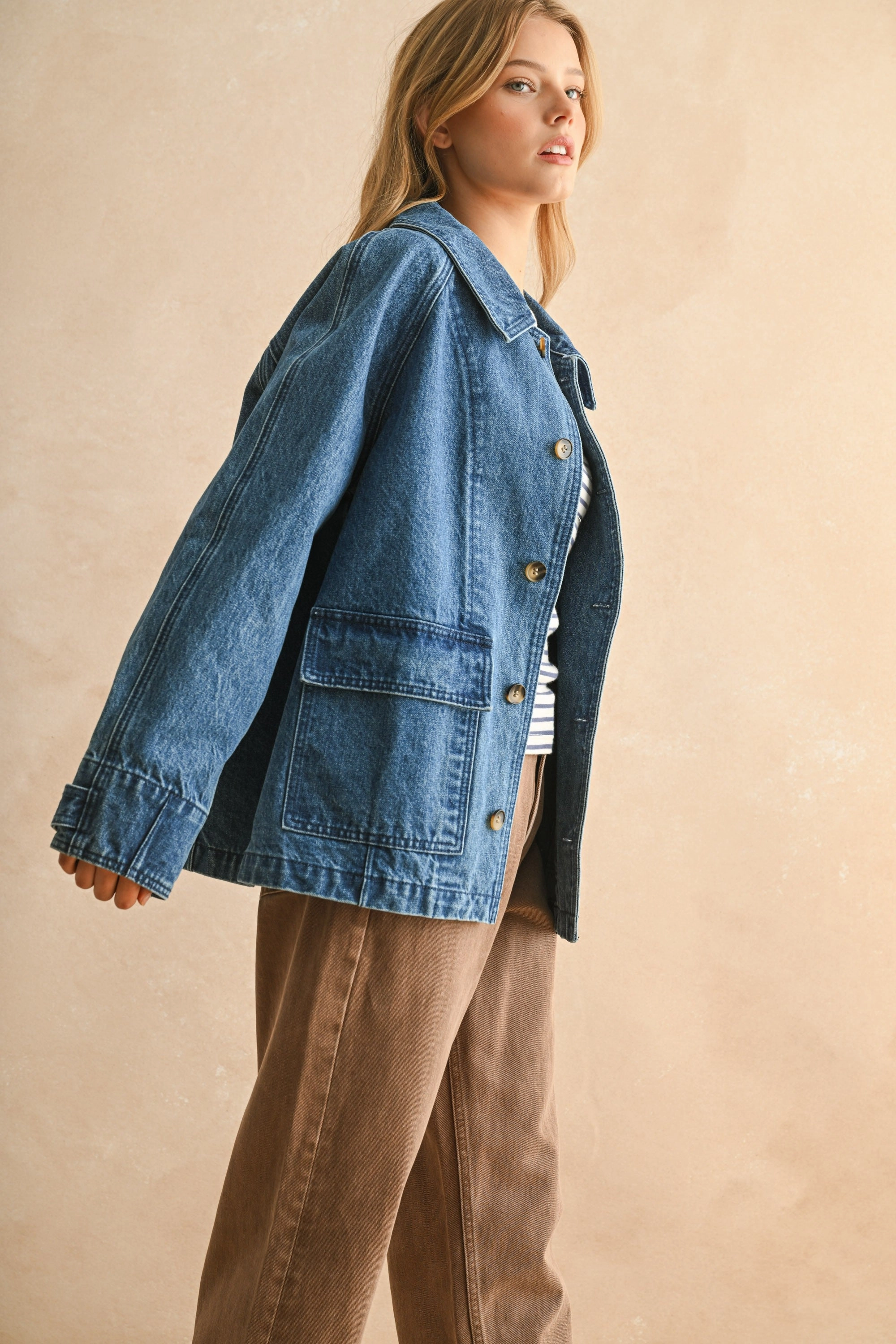 GarmentDyed SweatAbsorbent Casual Denim Jacket