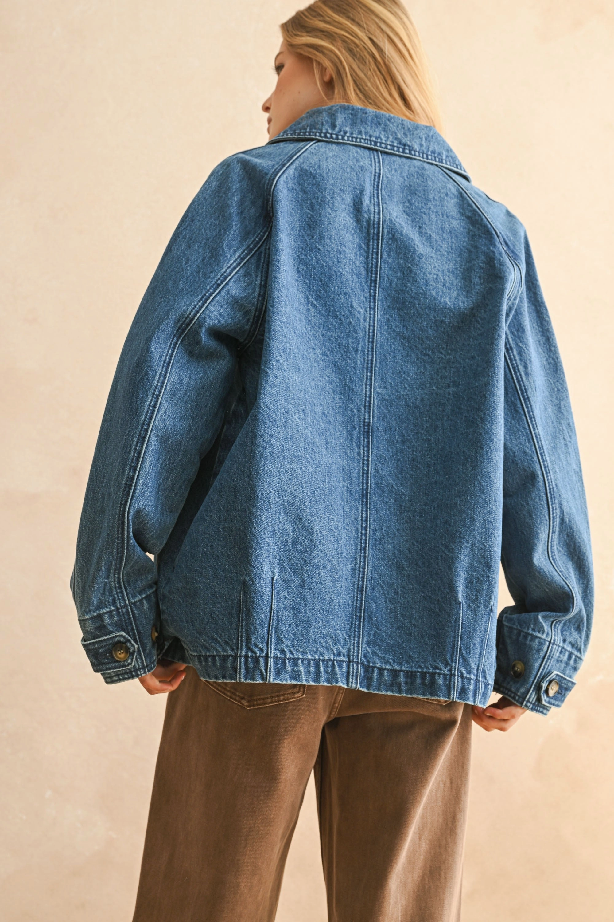 Casual Denim Jacket DoubleNeedle Stitching