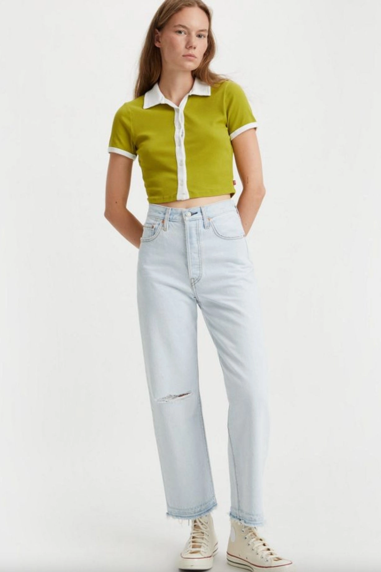 Levi's Ribcage Straight Ankle Women's Jeans Light Reflective Printing TaglessCollars