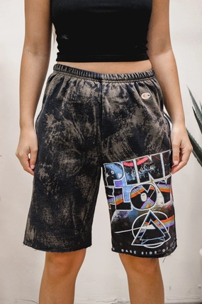 Fashion Essential Pink Floyd Acid Wash Champion Sweat Shorts