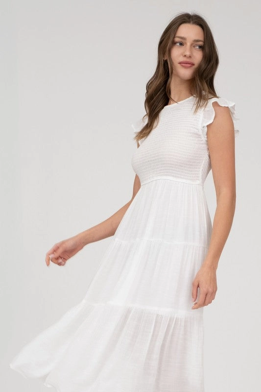 DANICA SMOCKED TIERED MIDI DRESS S-3XL Timeless Look Wear