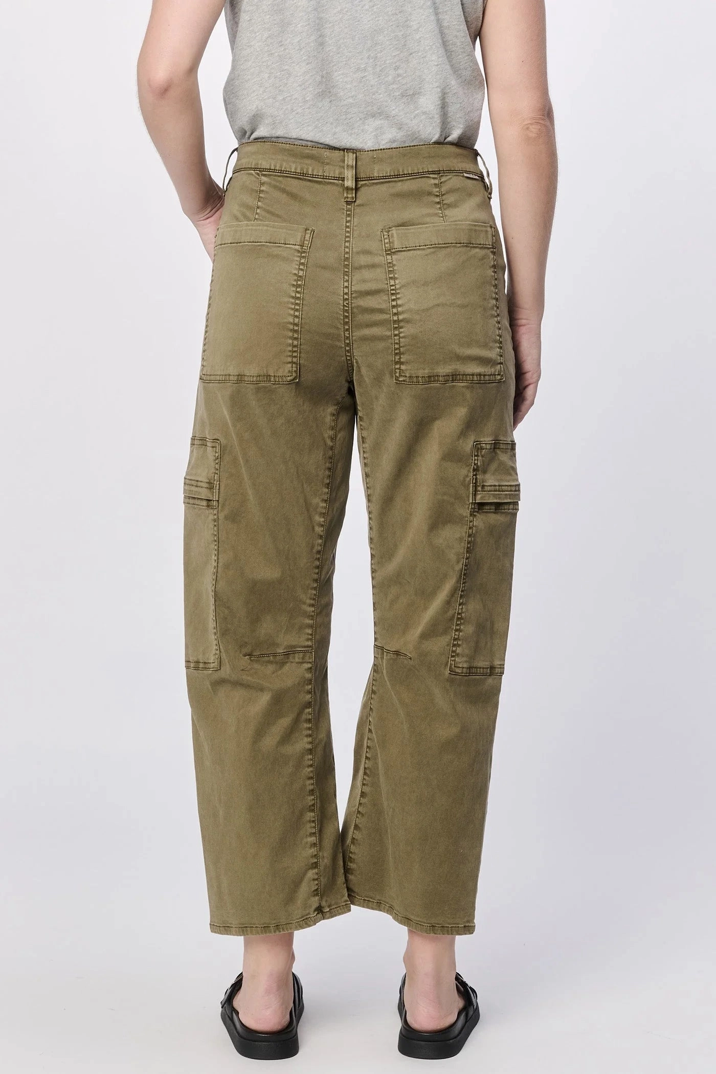 Lasso High Rise Cropped Pants - Olive Tear Resistant