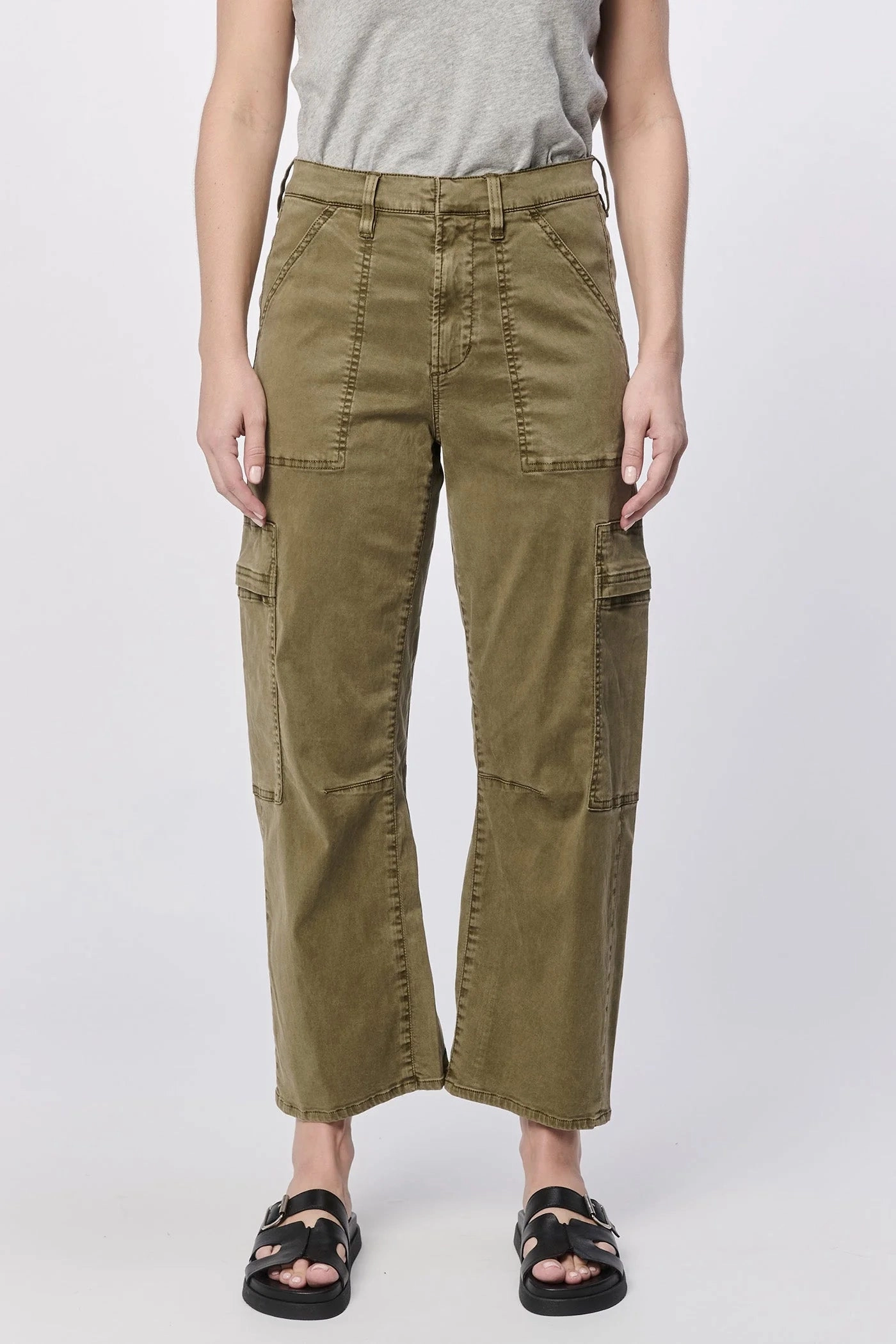 Minimal Edge Versatile Layer Lasso High Rise Cropped Pants - Olive