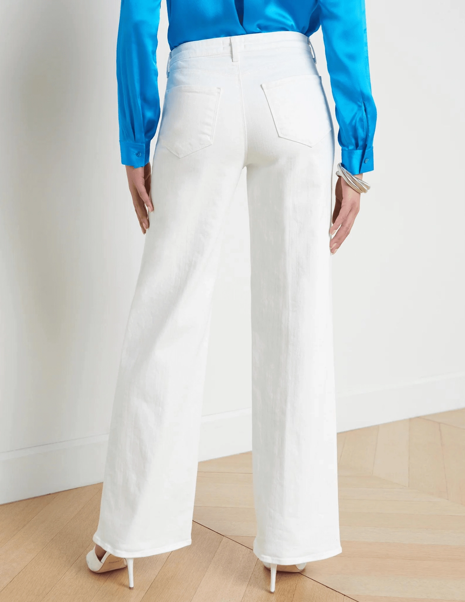 L'AGENCE Alicent High Rise Wide Leg Crop Jeans In Blanc Fashion Lover Youth Style Smooth