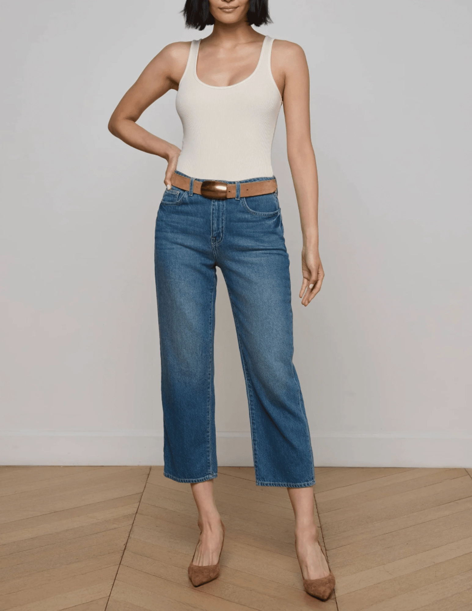 L'AGENCE June High Rise Cropped Stovepipe Jean in Fresno Core Layer Relax Mode
