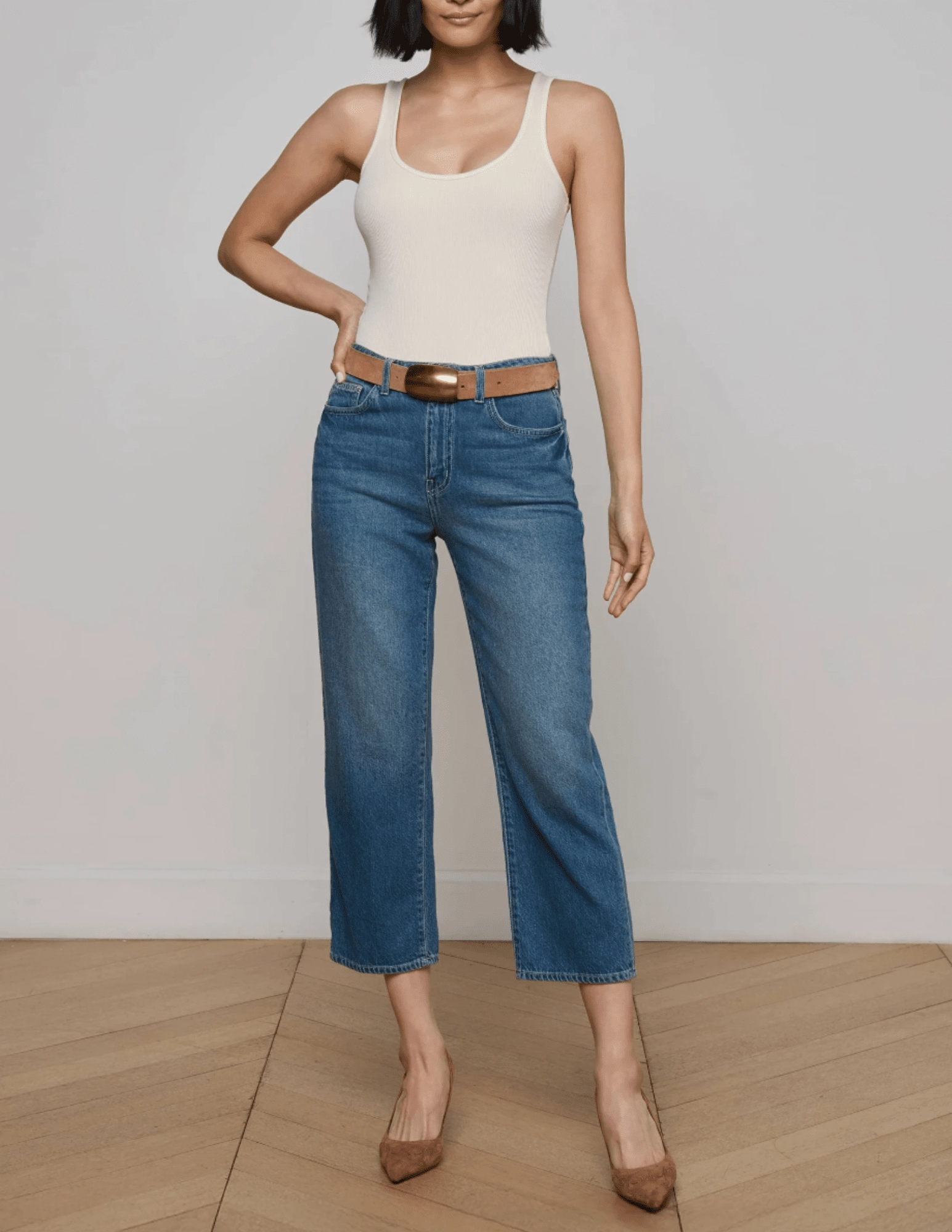 Comfortable Fabric Seamless construction L'AGENCE June High Rise Cropped Stovepipe Jean in Fresno