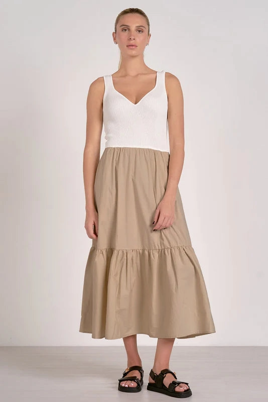 Soft Inner Lining Layered Ply Construction Rhode Maxi Dress - Sand