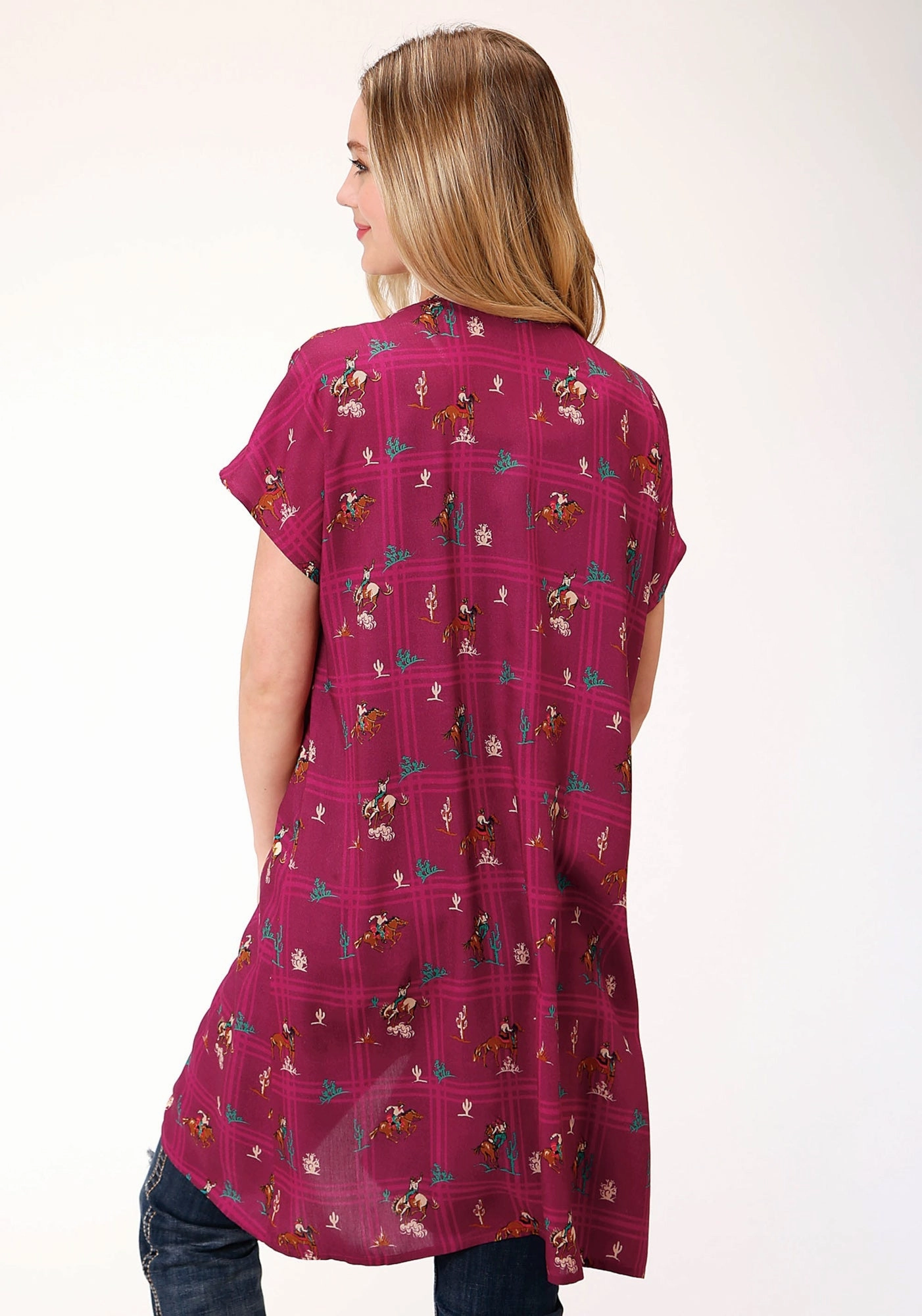 Roper Womens Red Rayon/Nylon Dolman Kimono Cardigan Comfy Look