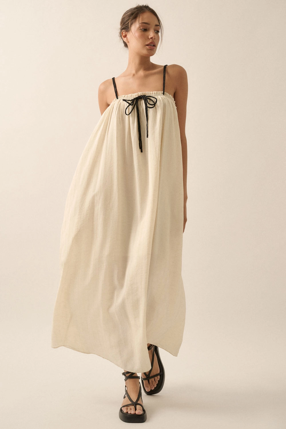 Tonal Striped Maxi Dress - Oatmeal Light Flow