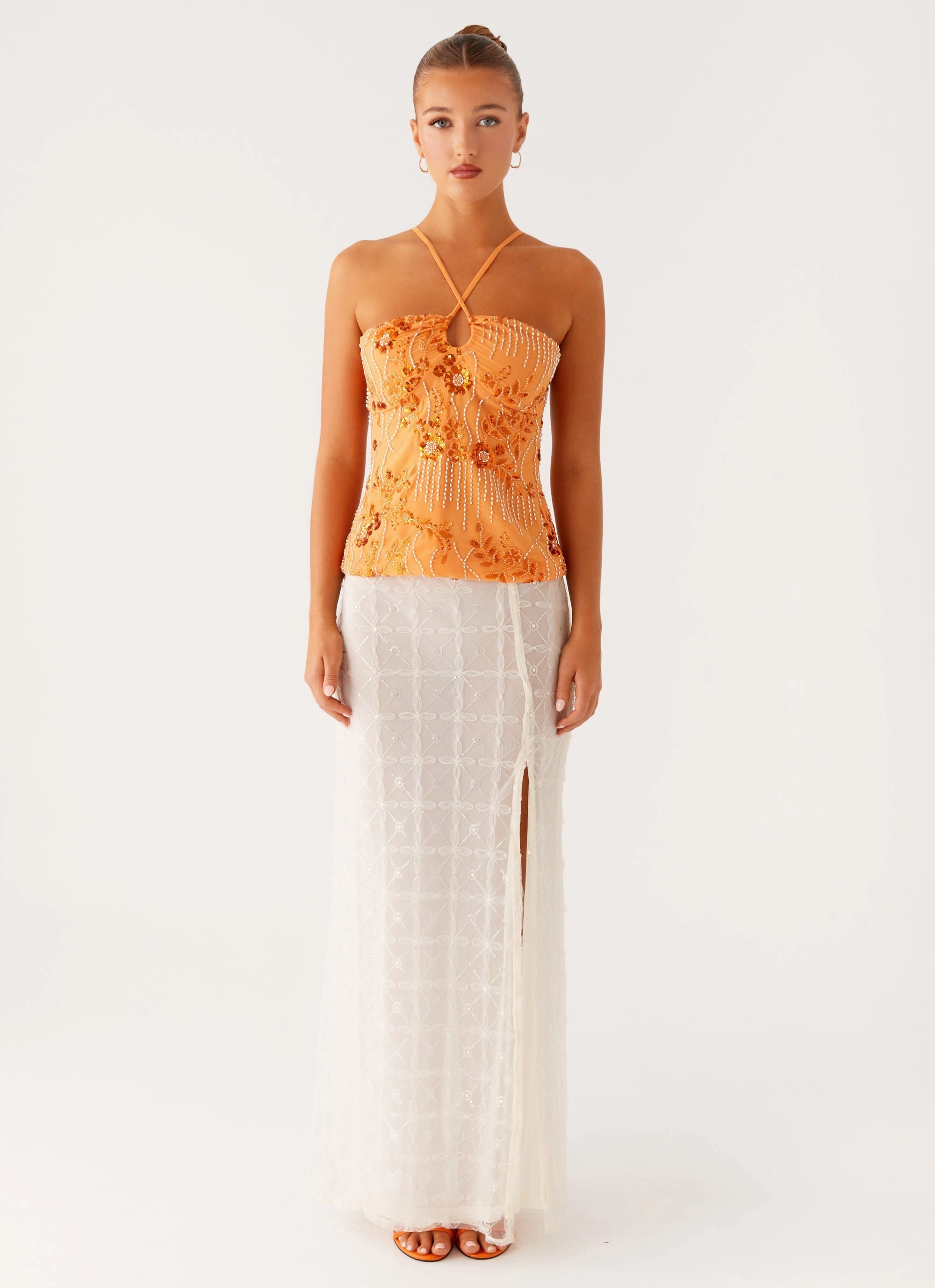 Quick-Dry Fabric Self Cleaning Coating Catalina Sequin Top - Orange