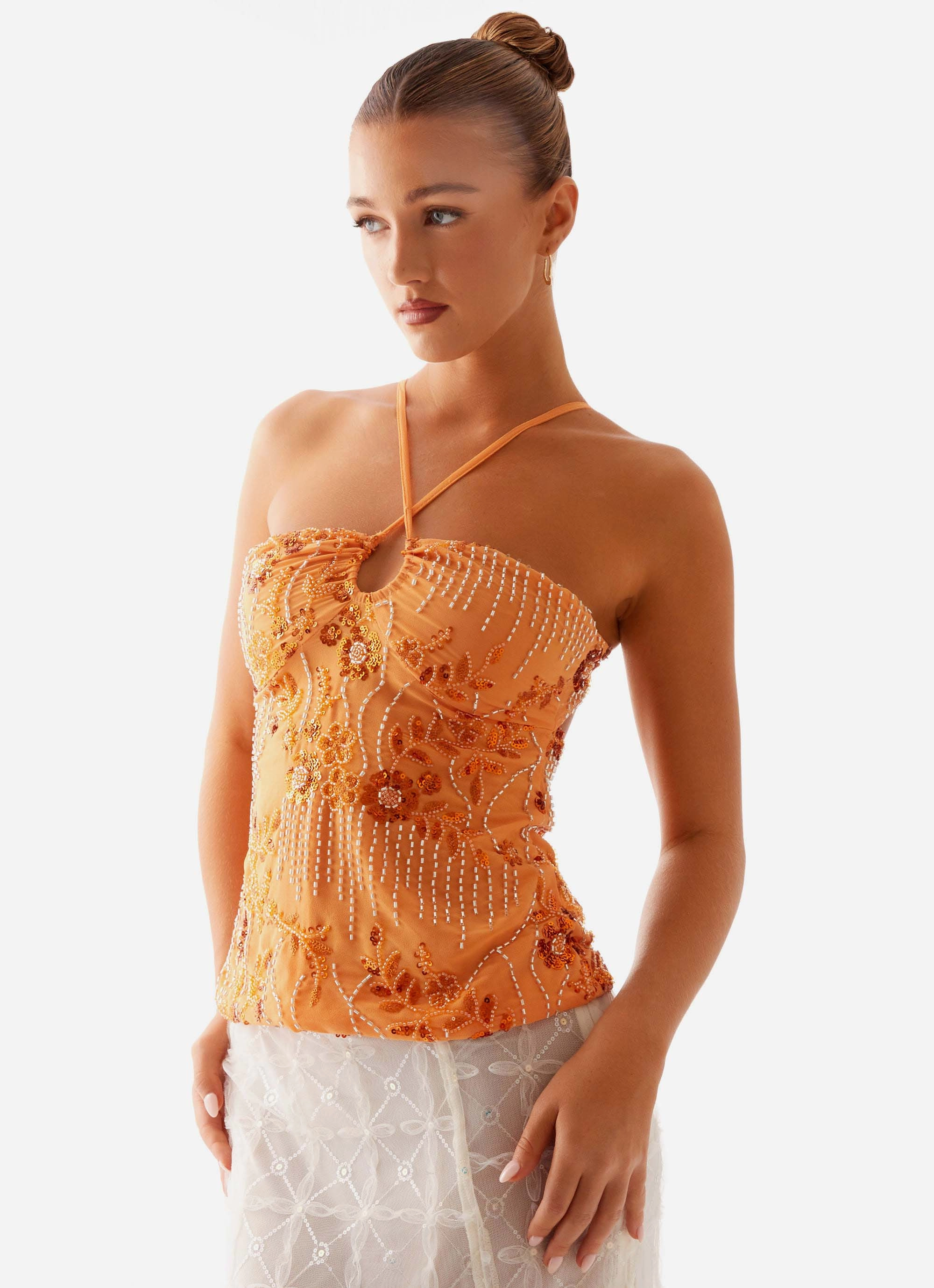 Catalina Sequin Top - Orange LowProfileZipperSystem