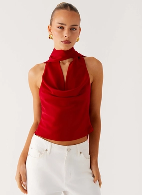 Professional Wear NonIrritatingStitching Catching Feelings Top - Red