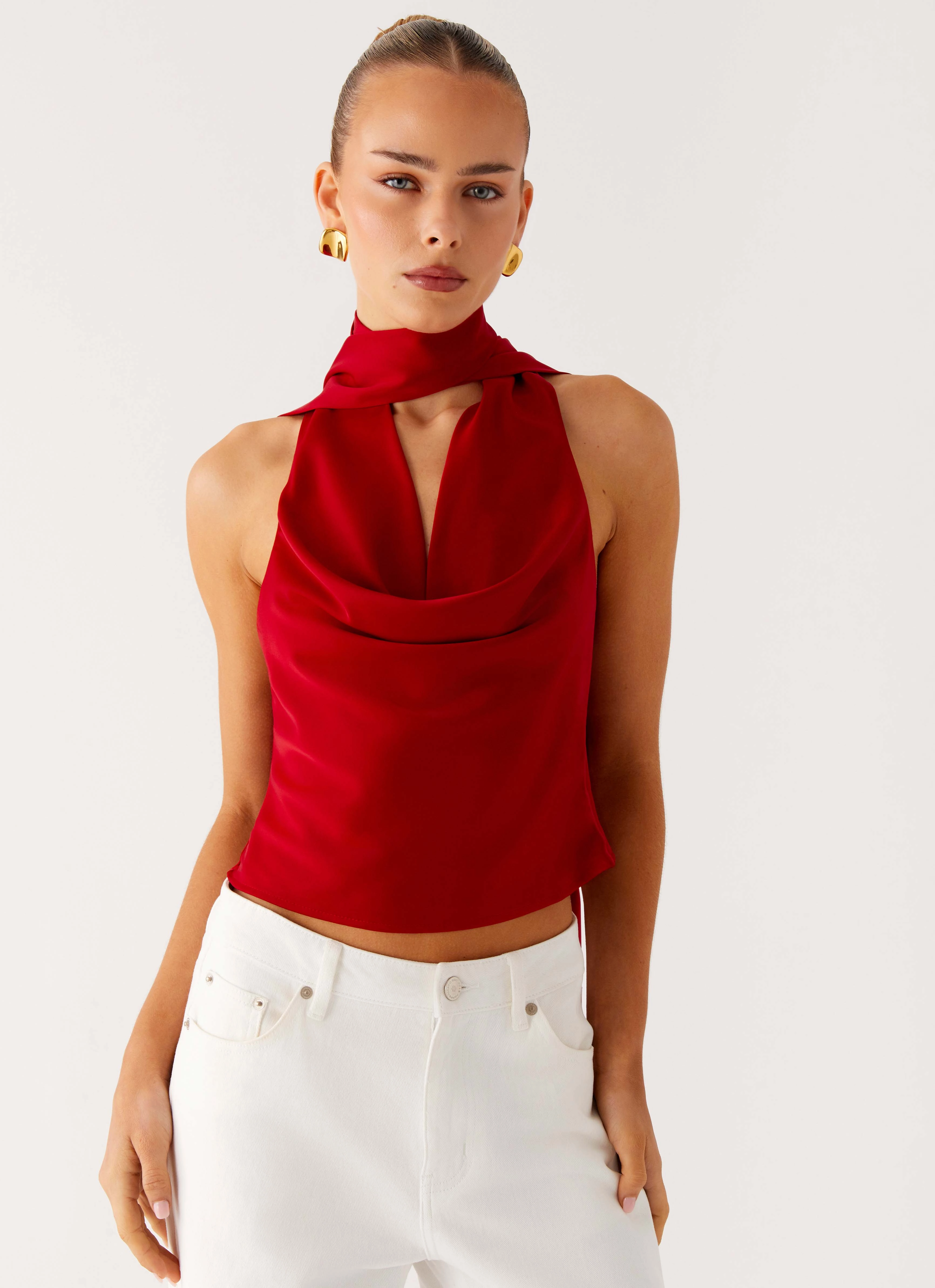 Professional Wear NonIrritatingStitching Catching Feelings Top - Red