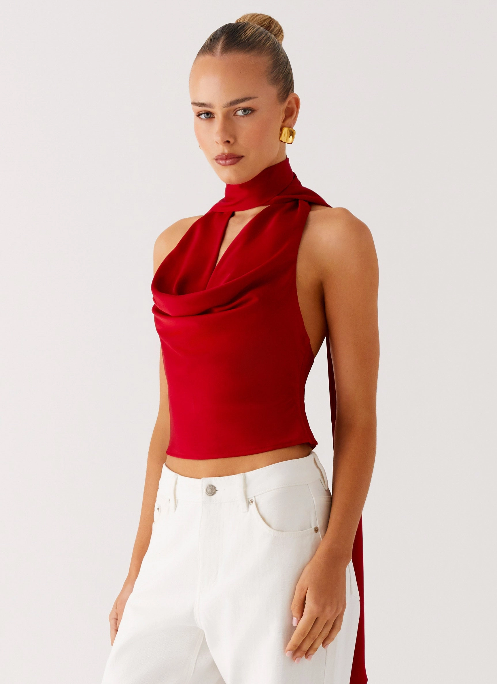 Tunic top Torsion Support Structure Catching Feelings Top - Red