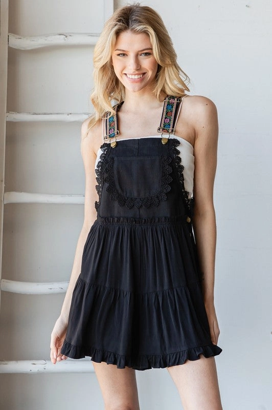 Celi Embroidery Overall Romper MultiPocket Design
