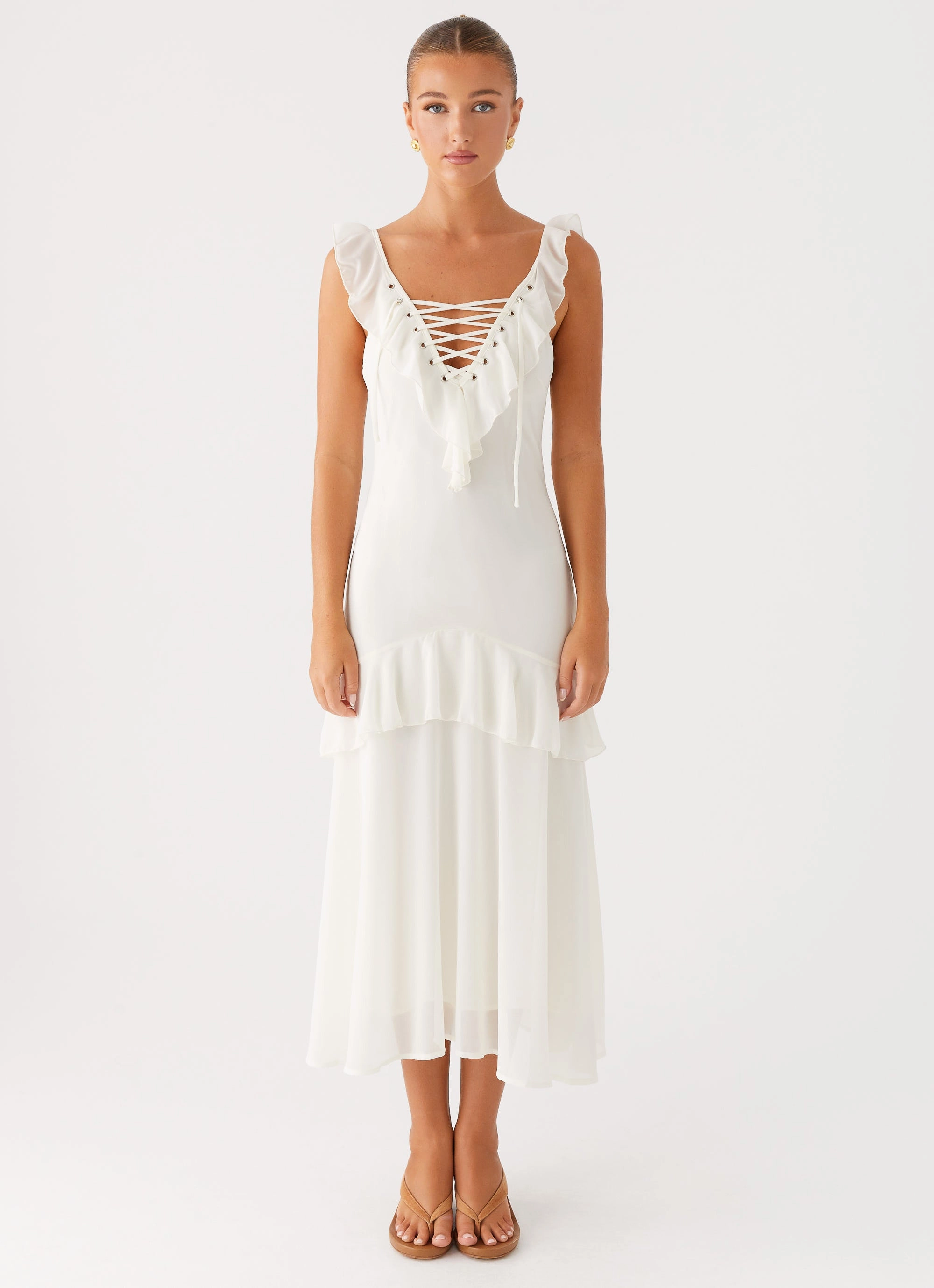 Celie Midi Dress - Ivory Monochrome Mood Confident Mood