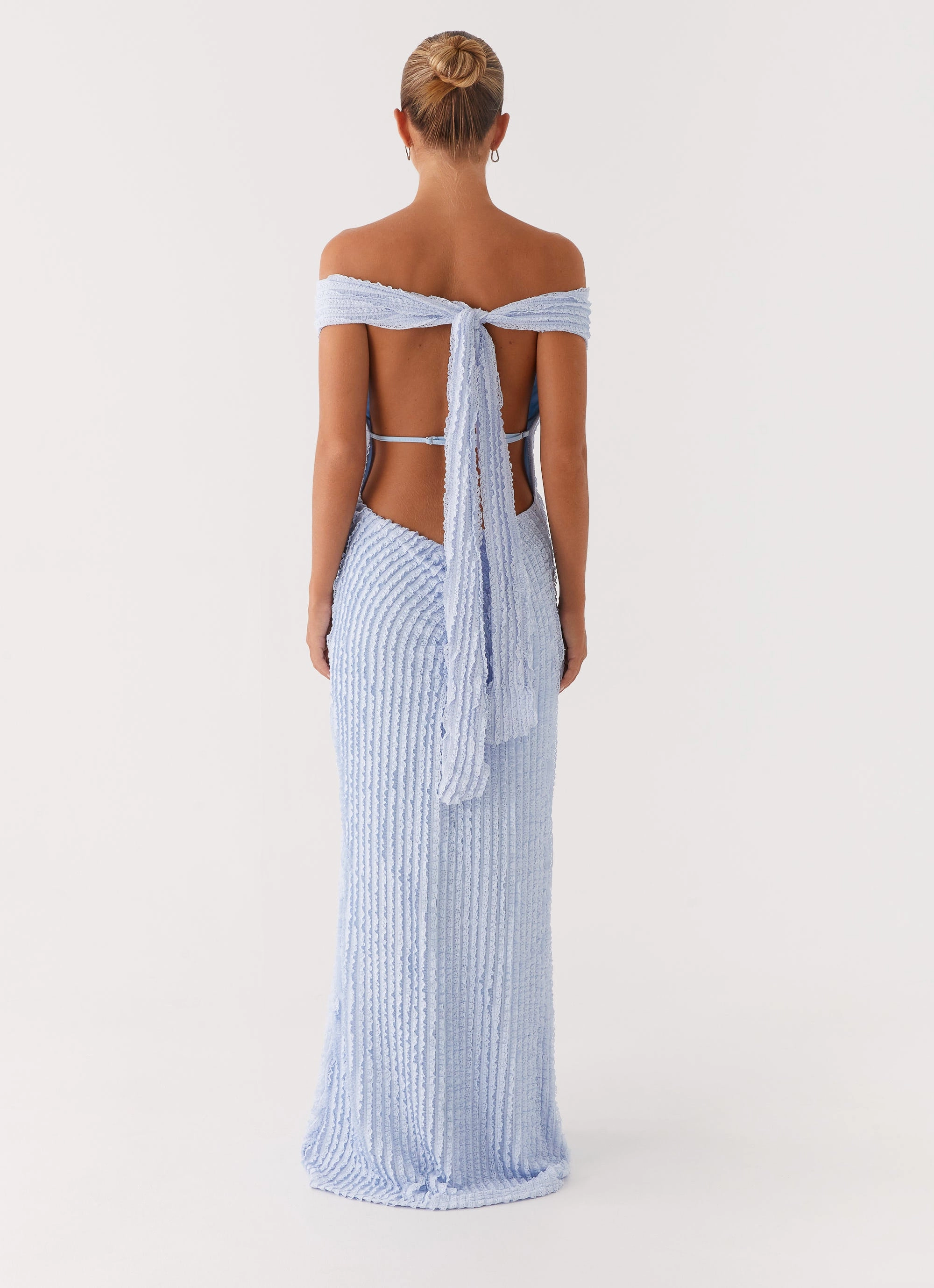 Sunset Scene Crinkle Effect Chantelle Maxi Dress - Blue