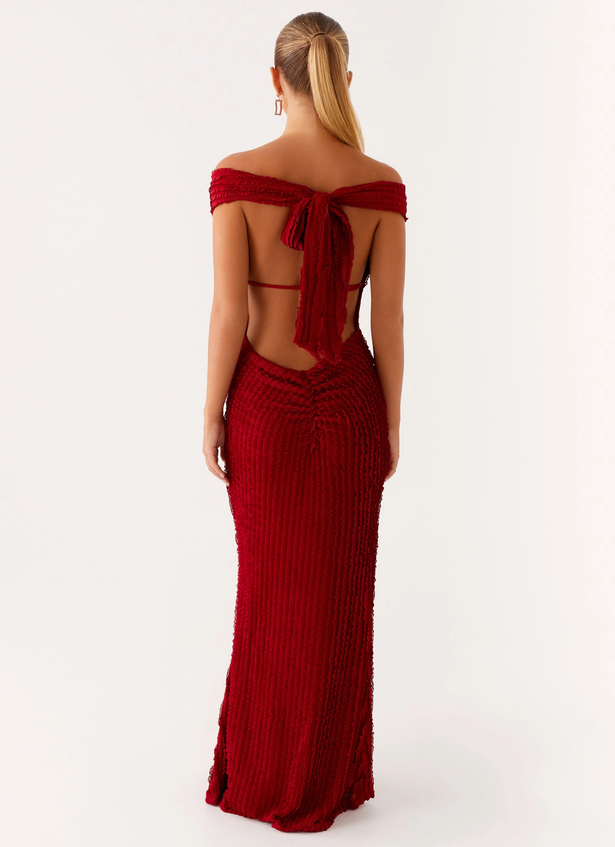 Chantelle Maxi Dress - Red One-Shoulder