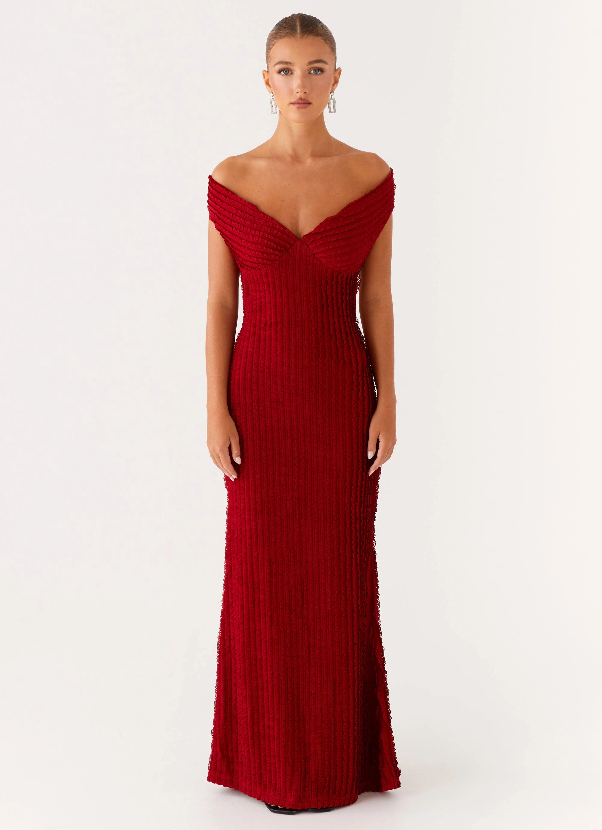 Comfy Style Built-In-Slip Chantelle Maxi Dress - Red