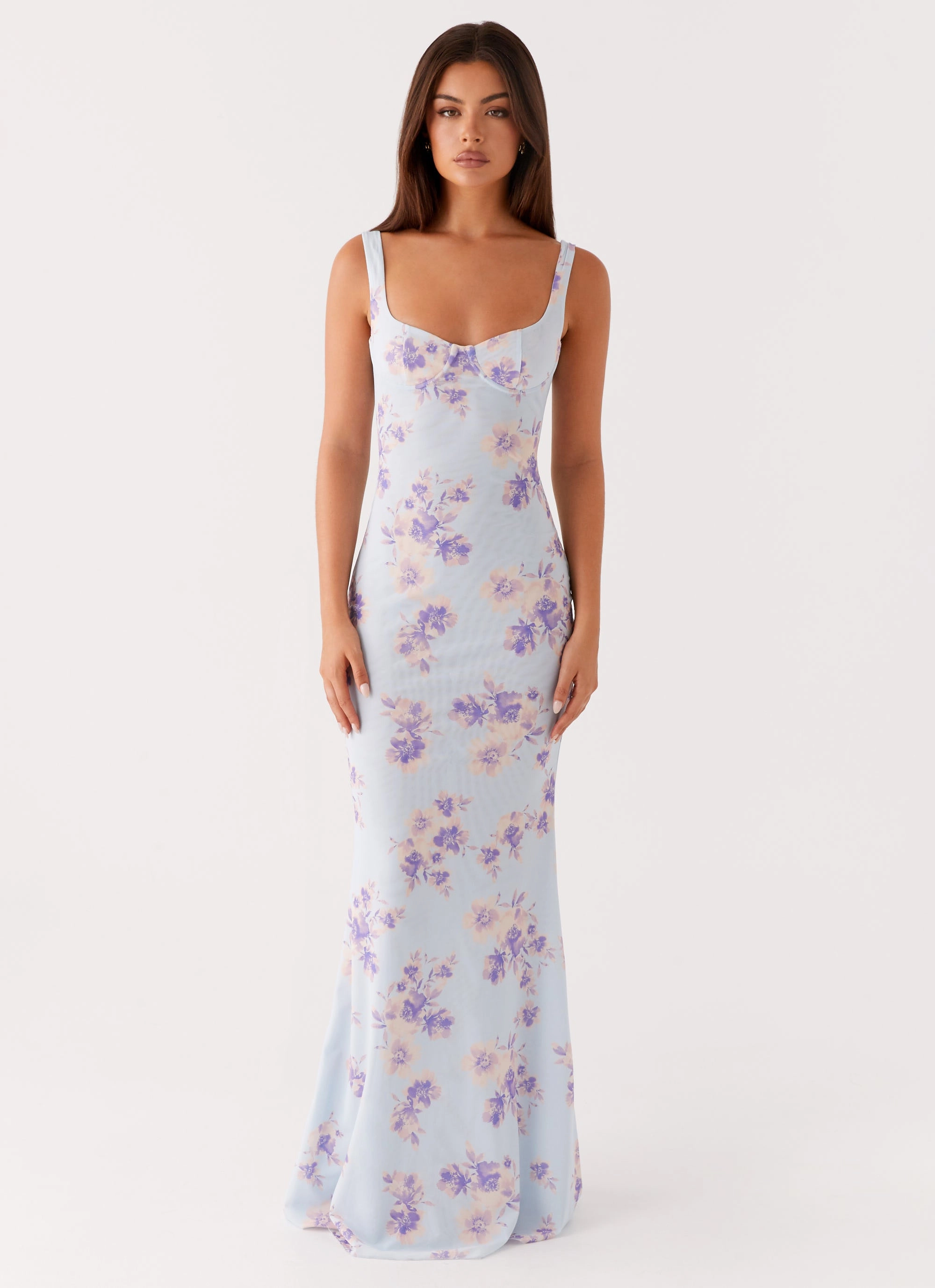 Charity Maxi Dress - Print Printed-Fabric V-Neck