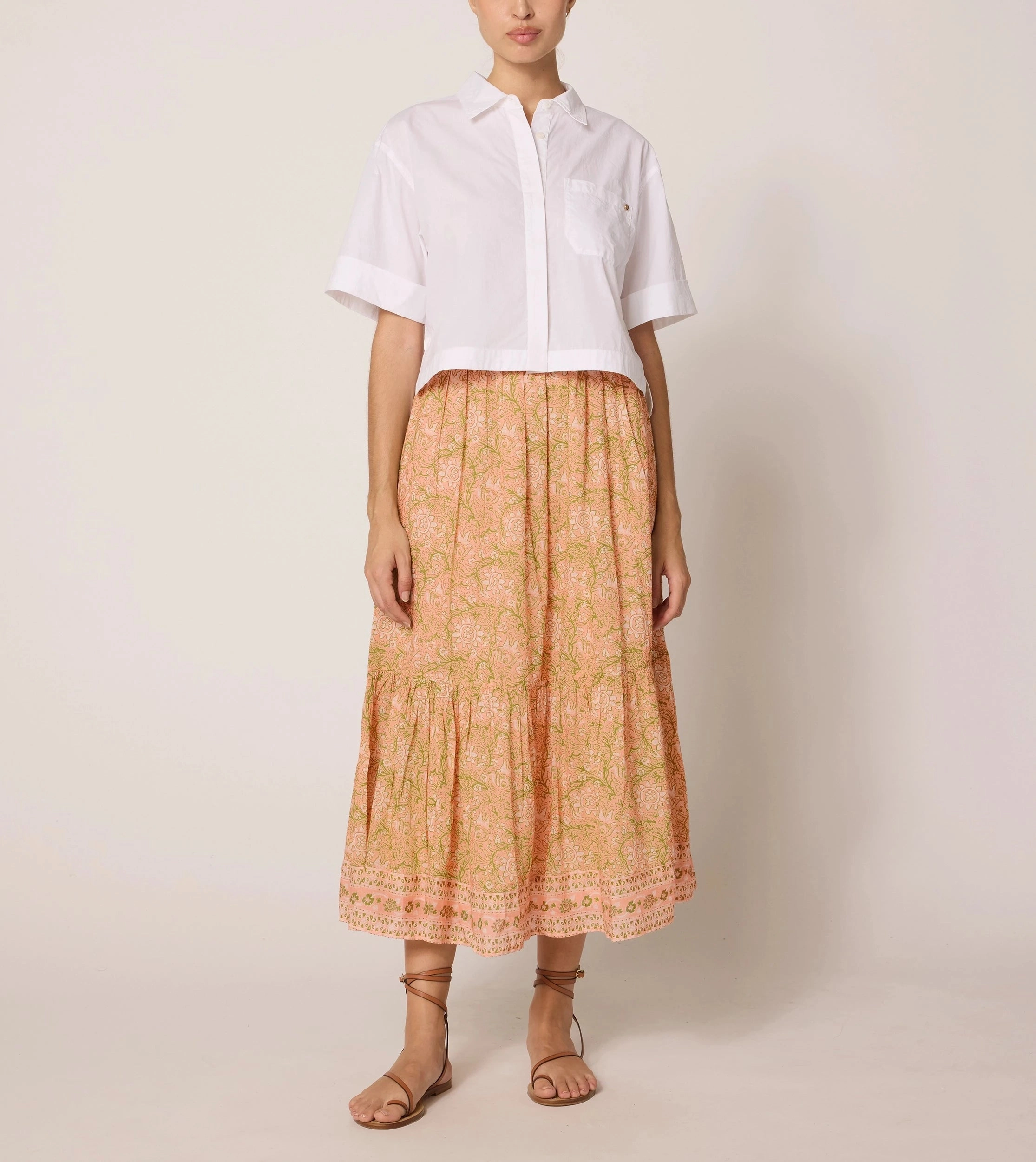 Charlene Ankle Skirt | Cecil Blush Comfortable Collar