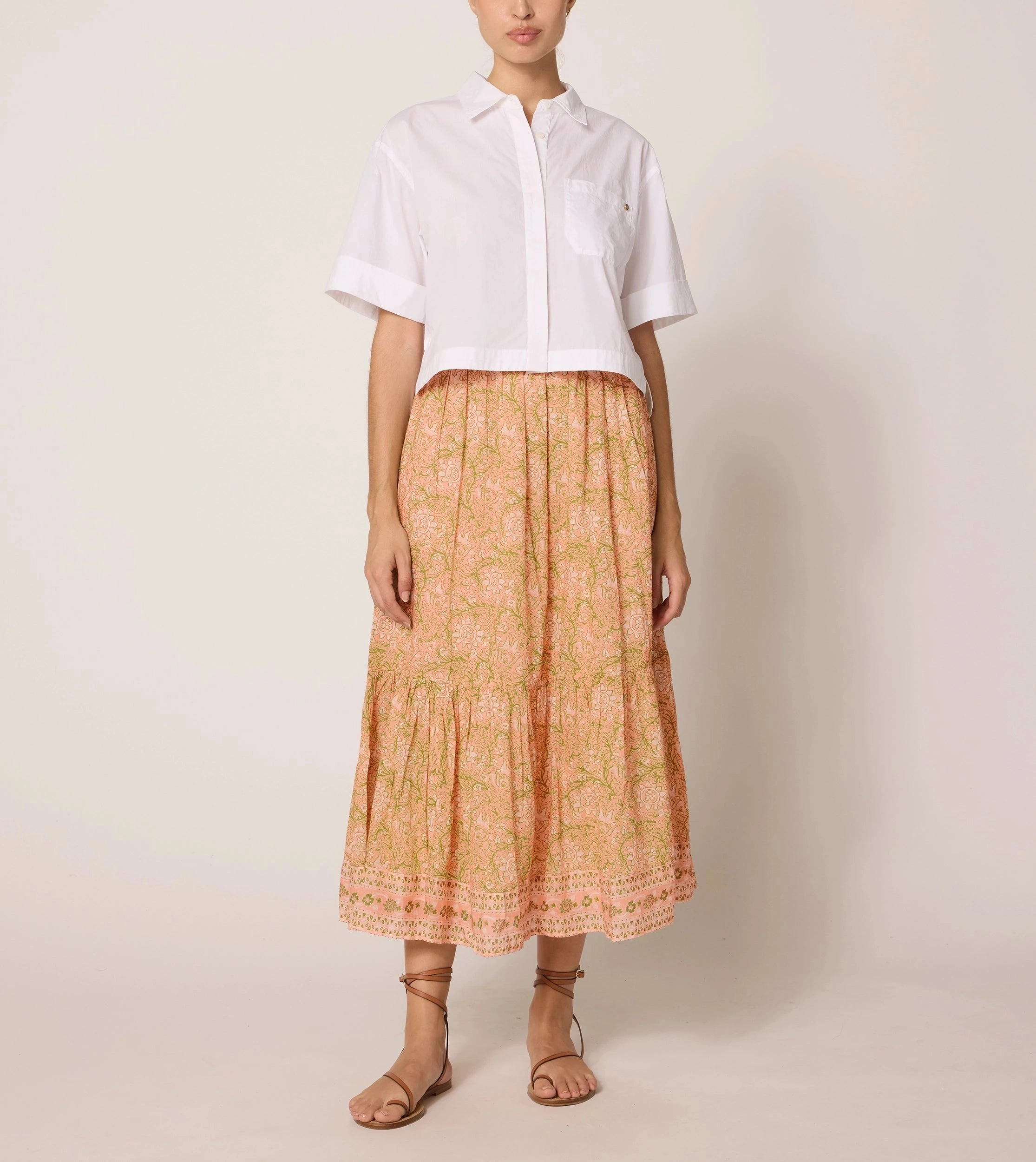 Charlene Ankle Skirt | Cecil Blush Modern Details premium fabric