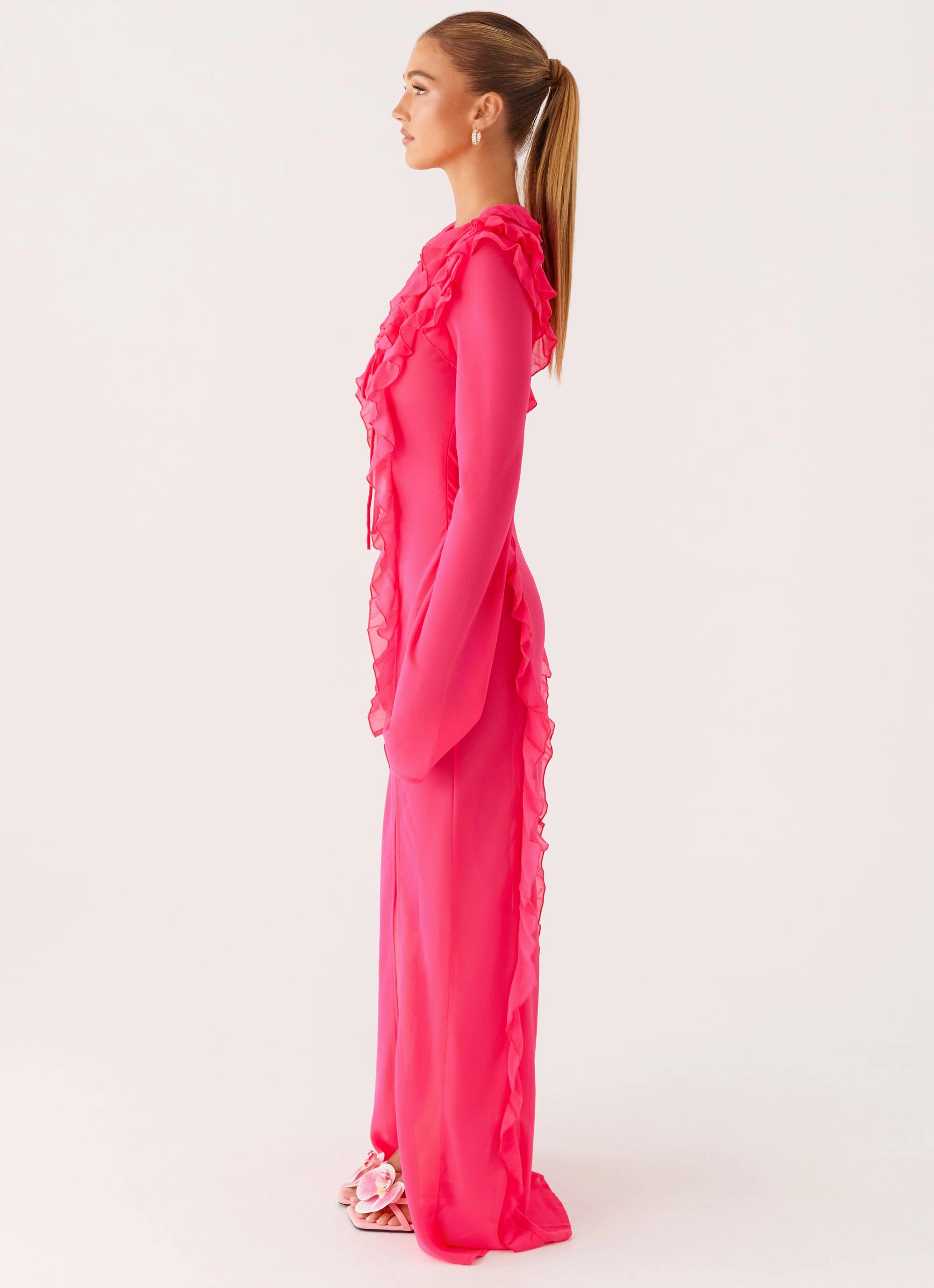 Charlize Maxi Dress - Pink Sheer Element