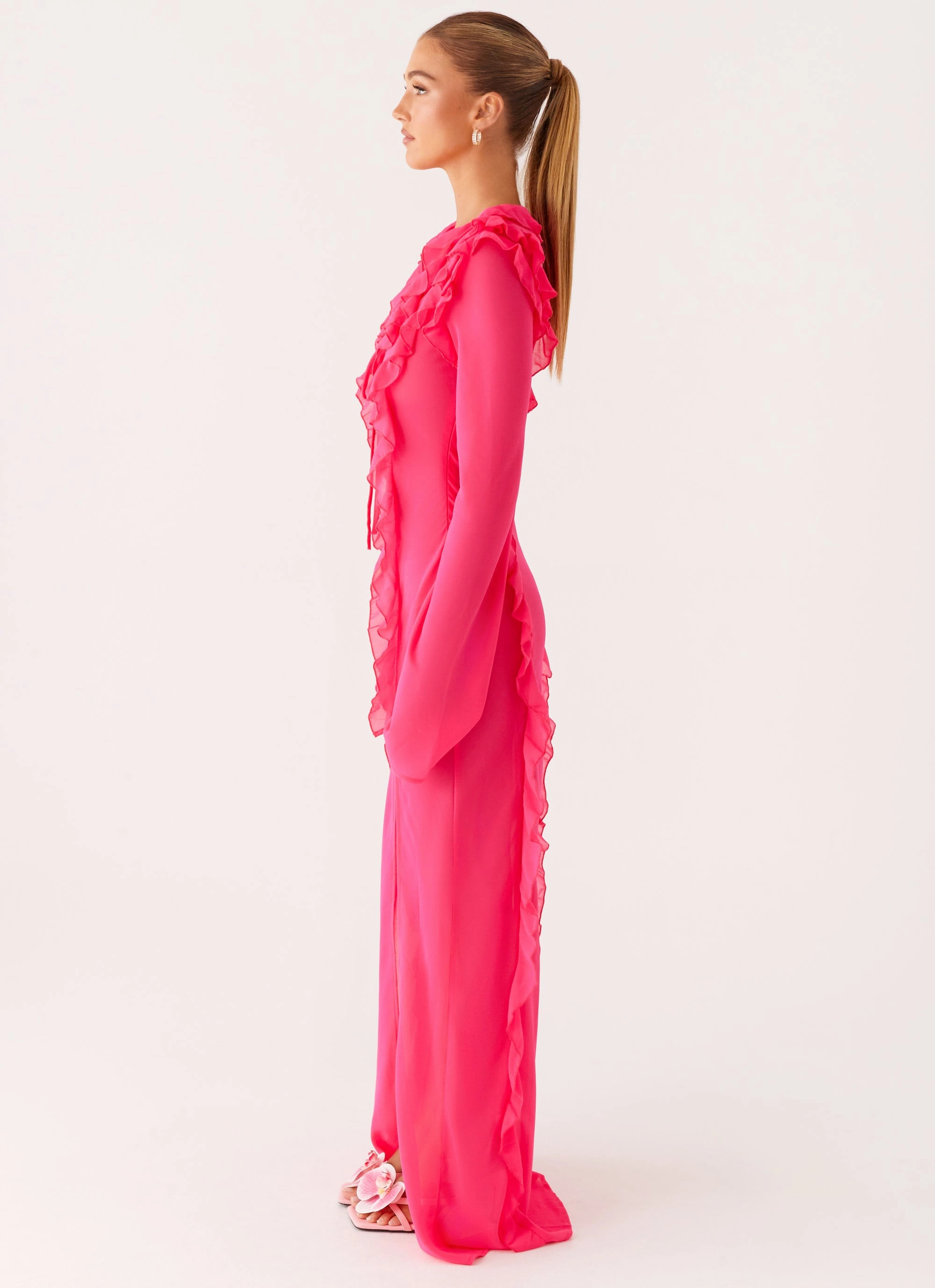 Contrast-Piping Work Ready Charlize Maxi Dress - Pink