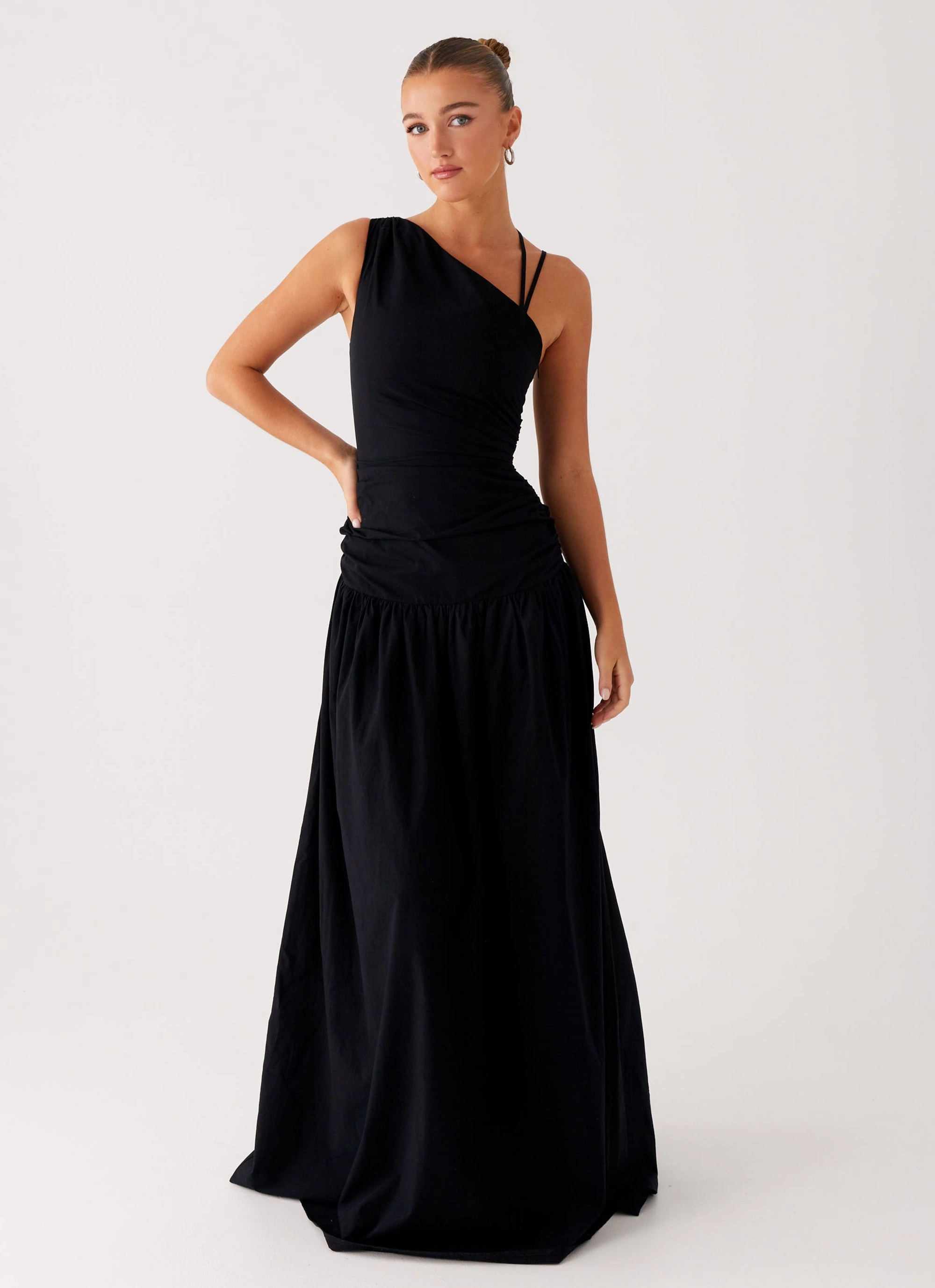 Cortez Maxi Dress - Black Smooth Outline Rose Soft