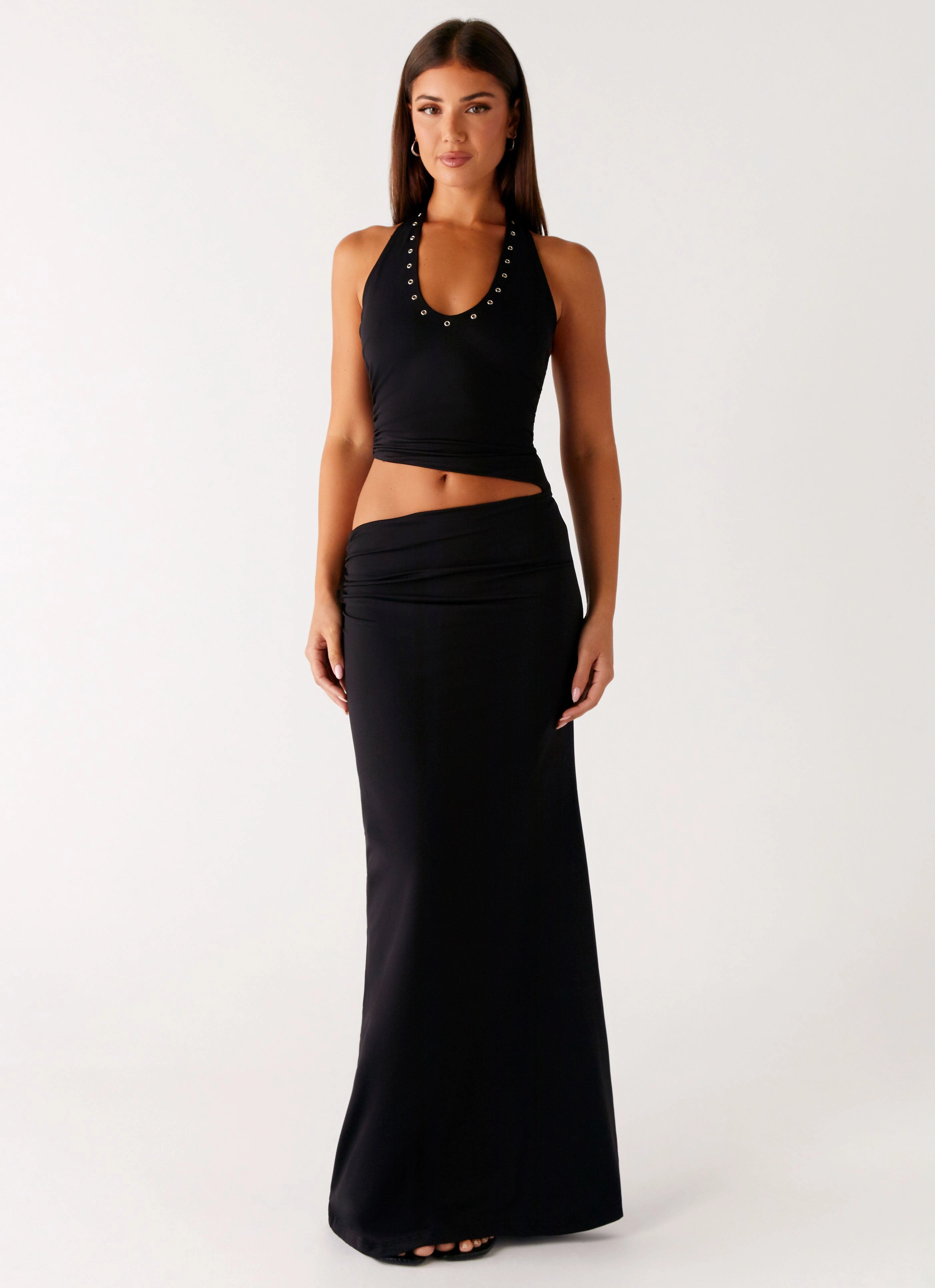 Chella Maxi Dress - Black Wrinkle-Free-Finish Peace View